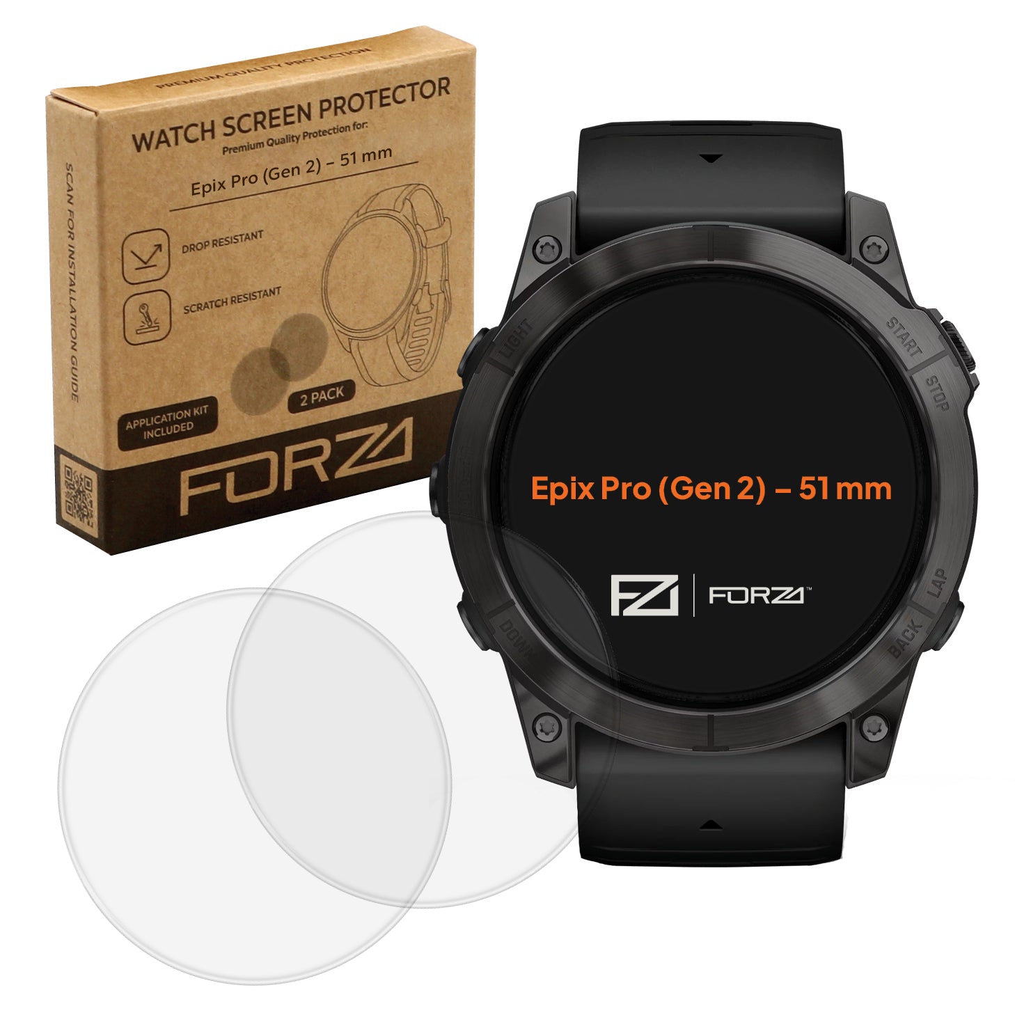FORZA Tempered Glass Screen Protector for Garmin Epix Pro (Gen 2) – 51 mm