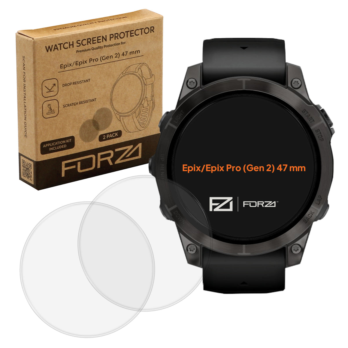 FORZA Screen Protector for Garmin epix/epix Pro (Gen 2) 47mm - (2 Pack