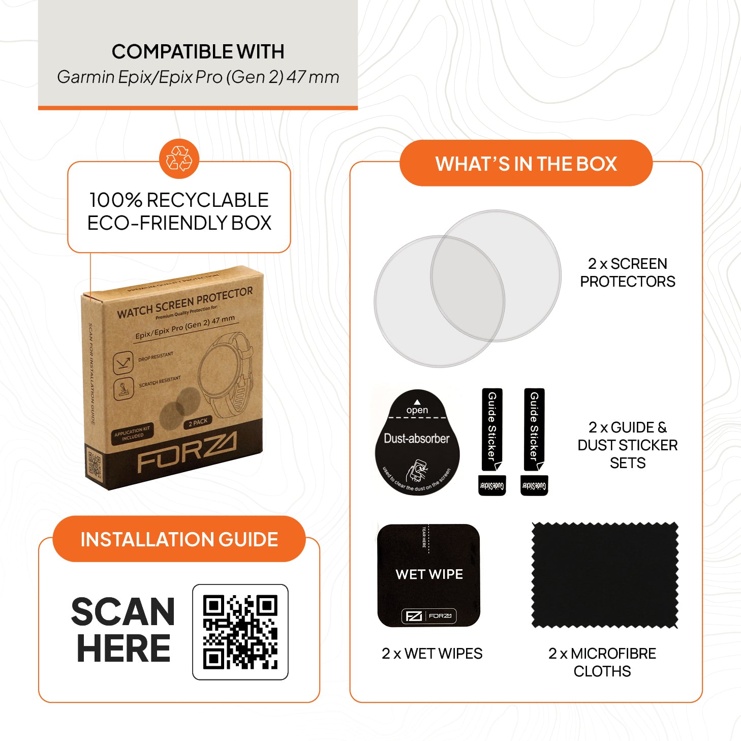 FORZA Screen Protector for Garmin epix/epix Pro (Gen 2) 47mm - (2 Pack)