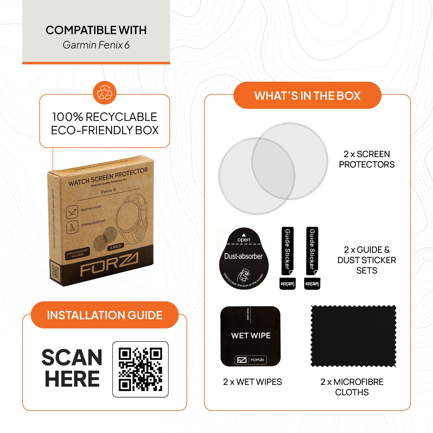 FORZA Screen Protector for Garmin Fenix 6 / 6 Pro - (2 Pack)