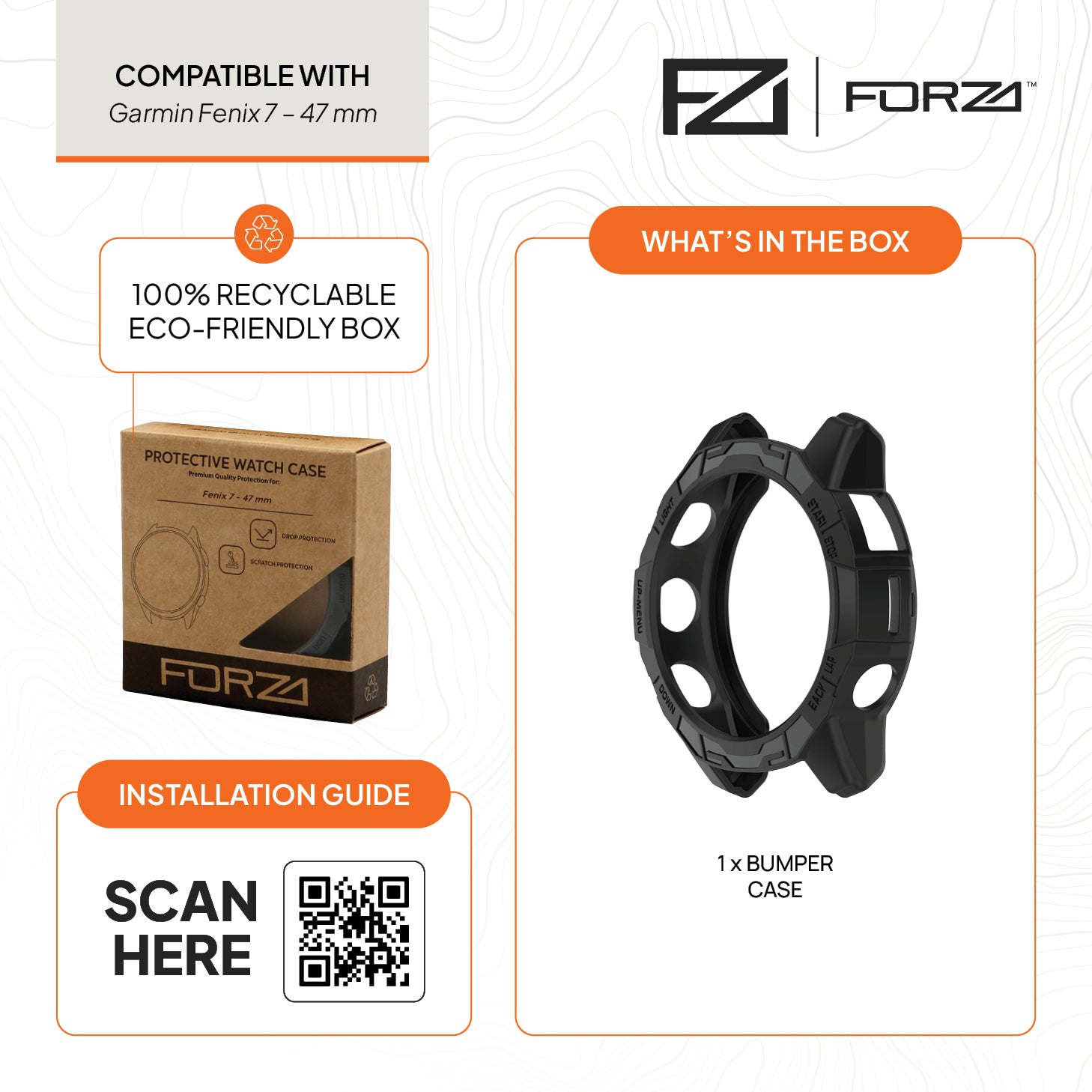 FORZA Bumper Watch Case for Garmin Fenix 7 (Black)