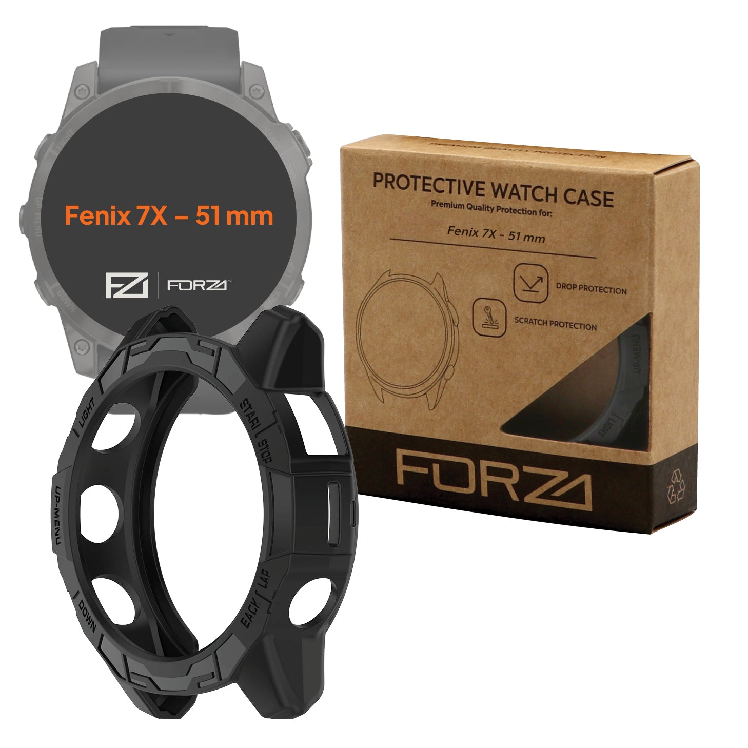 FORZA Bumper Watch Case for Garmin Fenix 7X (Black)