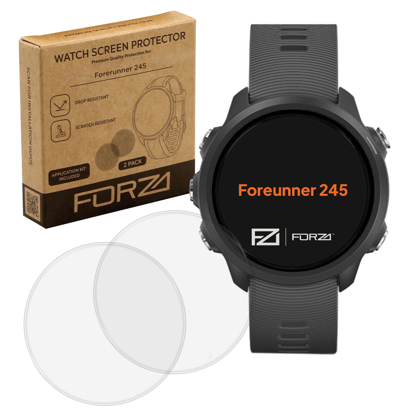FORZA Screen Protector for Garmin Forerunner 245 - (2 Pack)