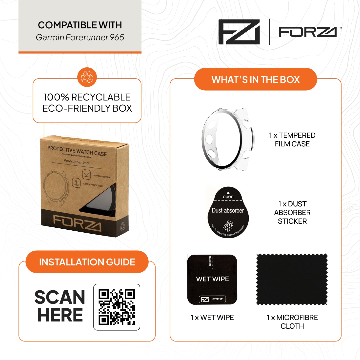 FORZA Tempered Film Watch Case for Garmin Forerunner 965