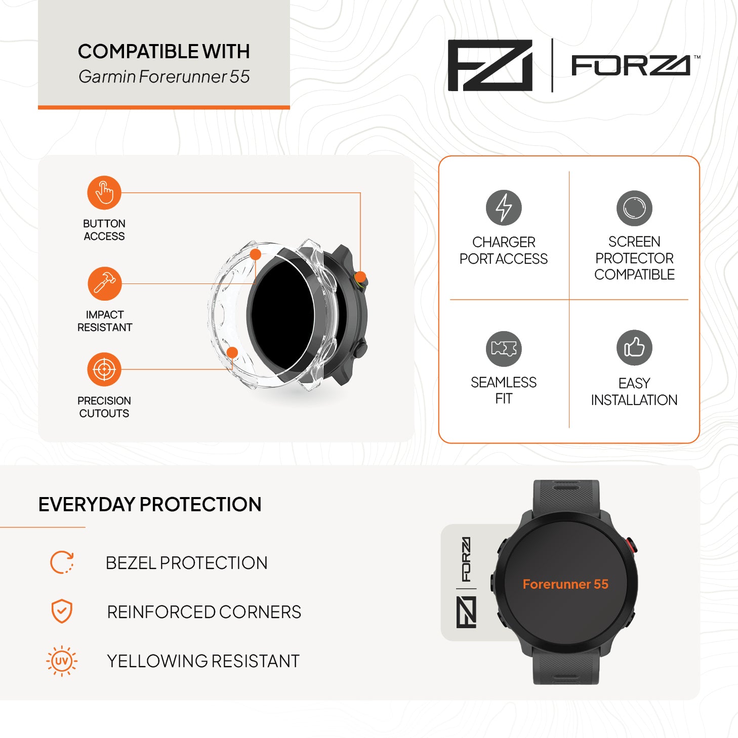 FORZA Bumper Watch Case for Garmin Forerunner 55