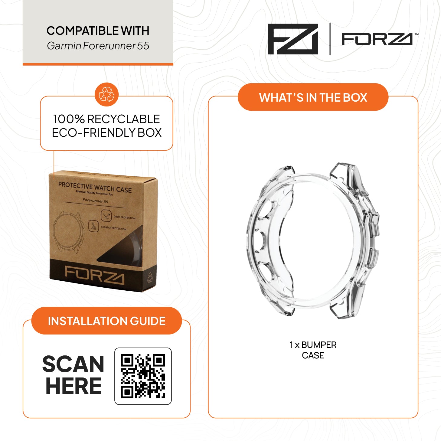 FORZA Bumper Watch Case for Garmin Forerunner 55