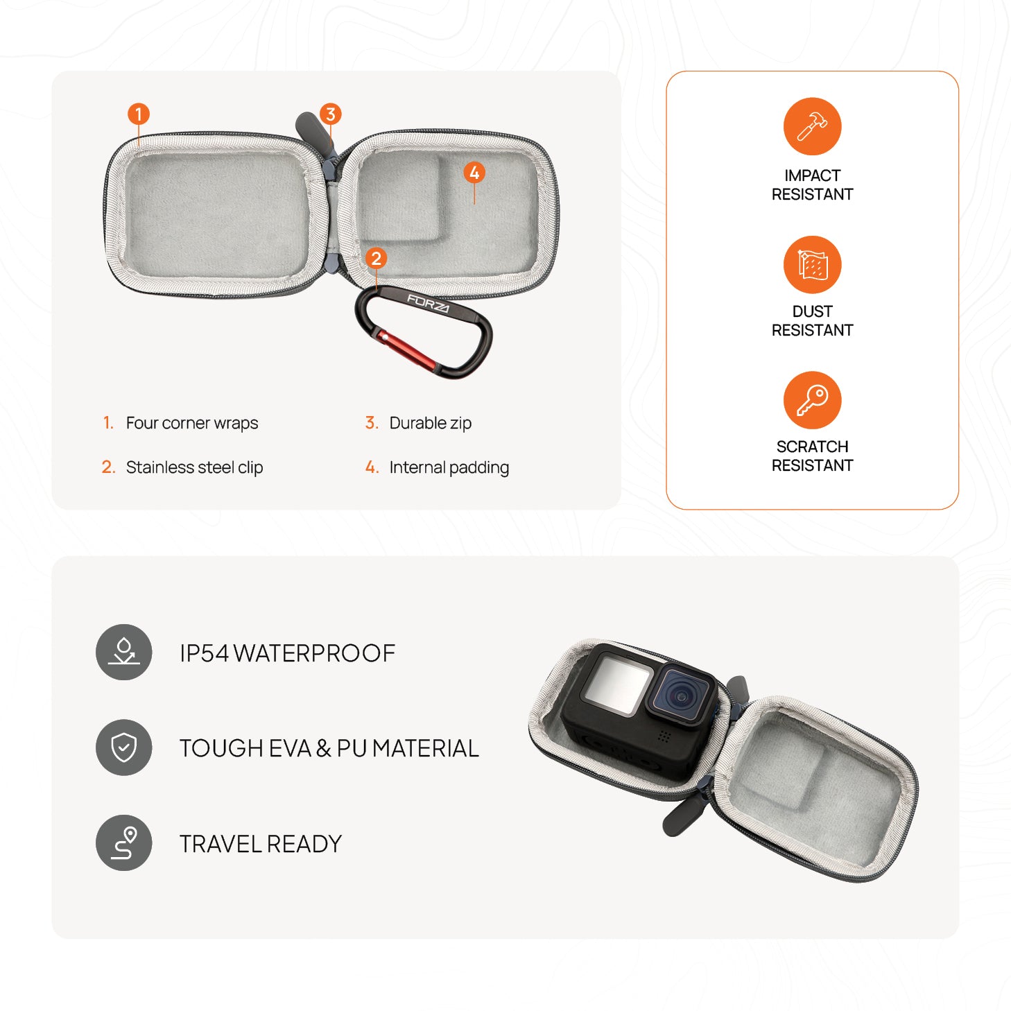 FORZA GoPro Hero 9/10/11/12/13 Hardshell Carry Case