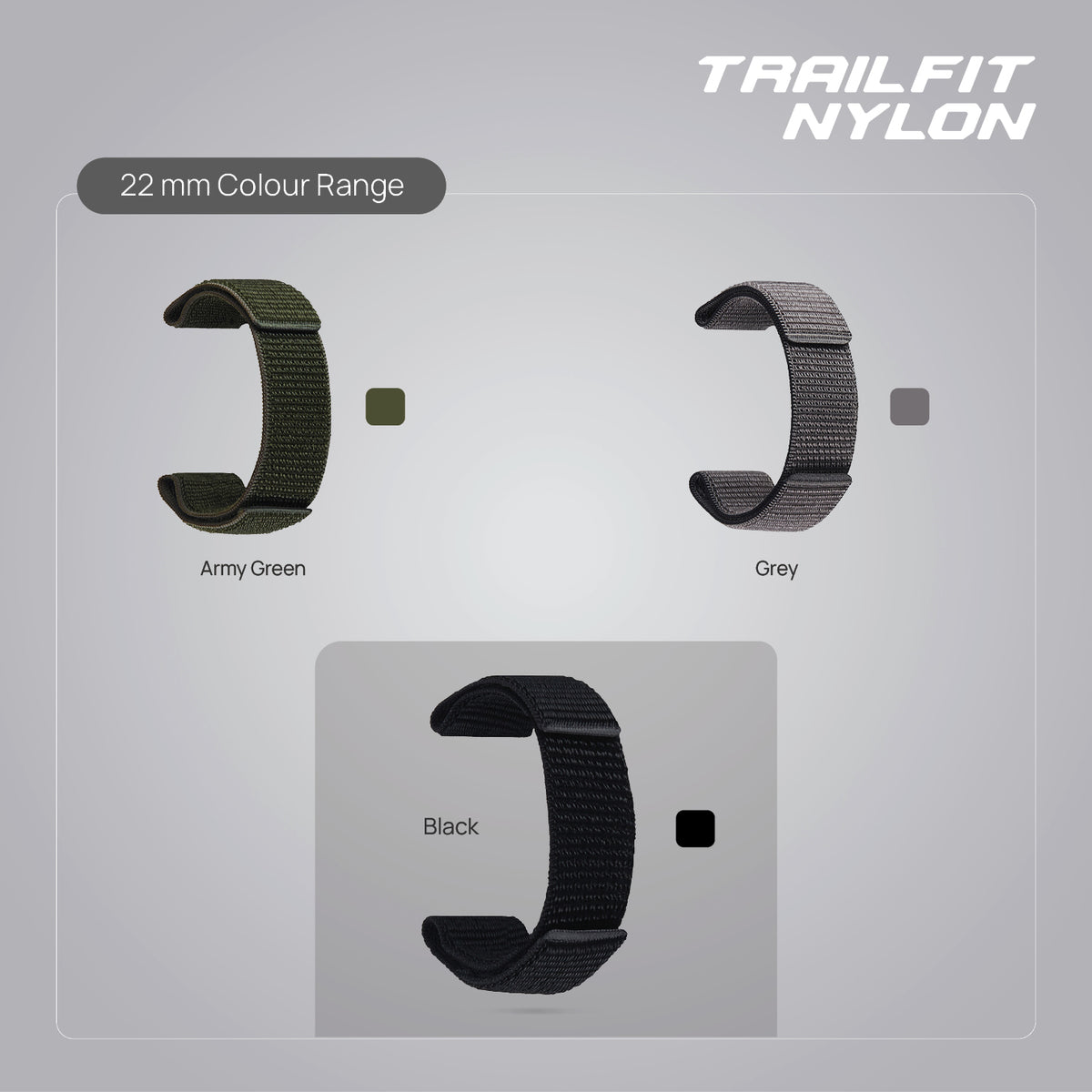 FORZA 22mm TrailFit Nylon Watch Strap for Garmin