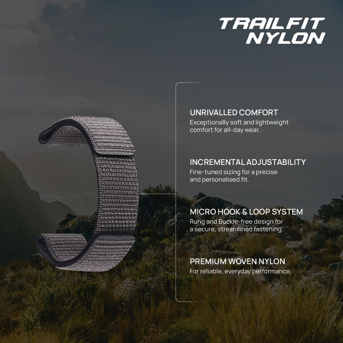 FORZA 22mm TrailFit Nylon Watch Strap for Garmin
