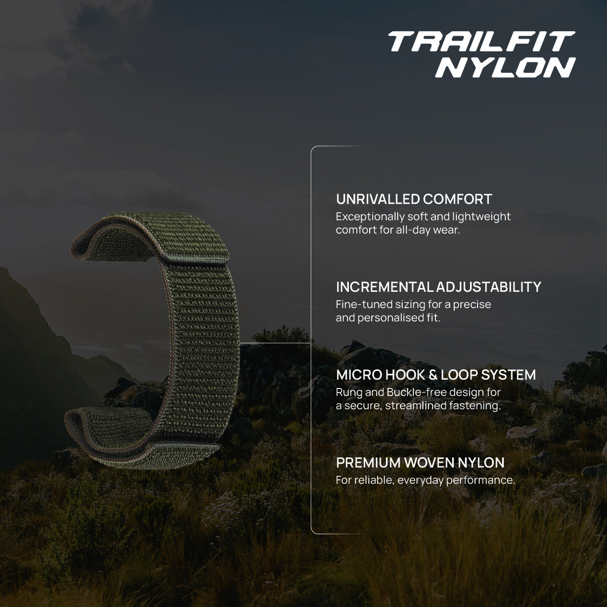 FORZA 22mm TrailFit Nylon Watch Strap for Garmin