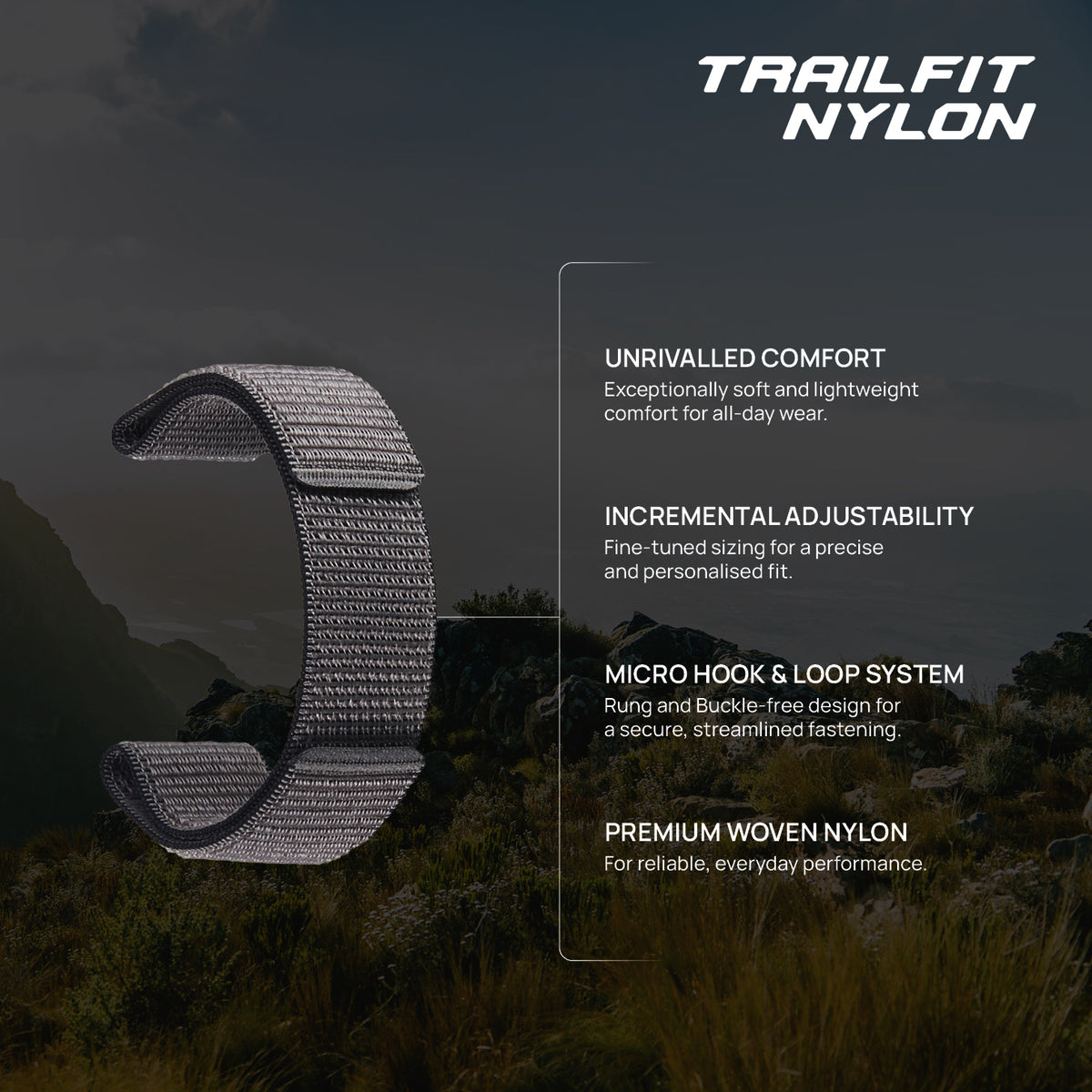 FORZA 26mm TrailFit Nylon Watch Strap for Garmin