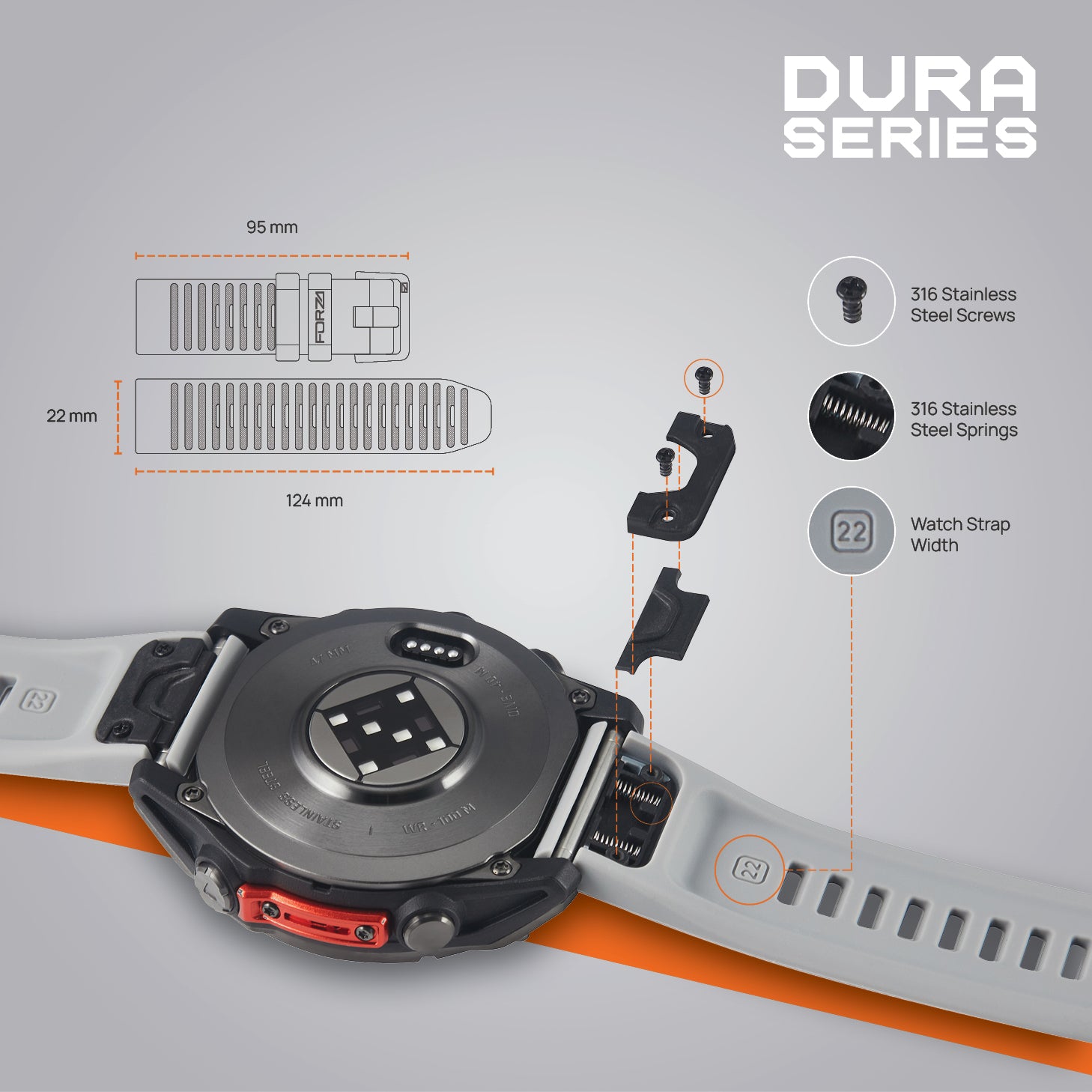 FORZA Elite 22mm EasyFit Watch Strap for Garmin