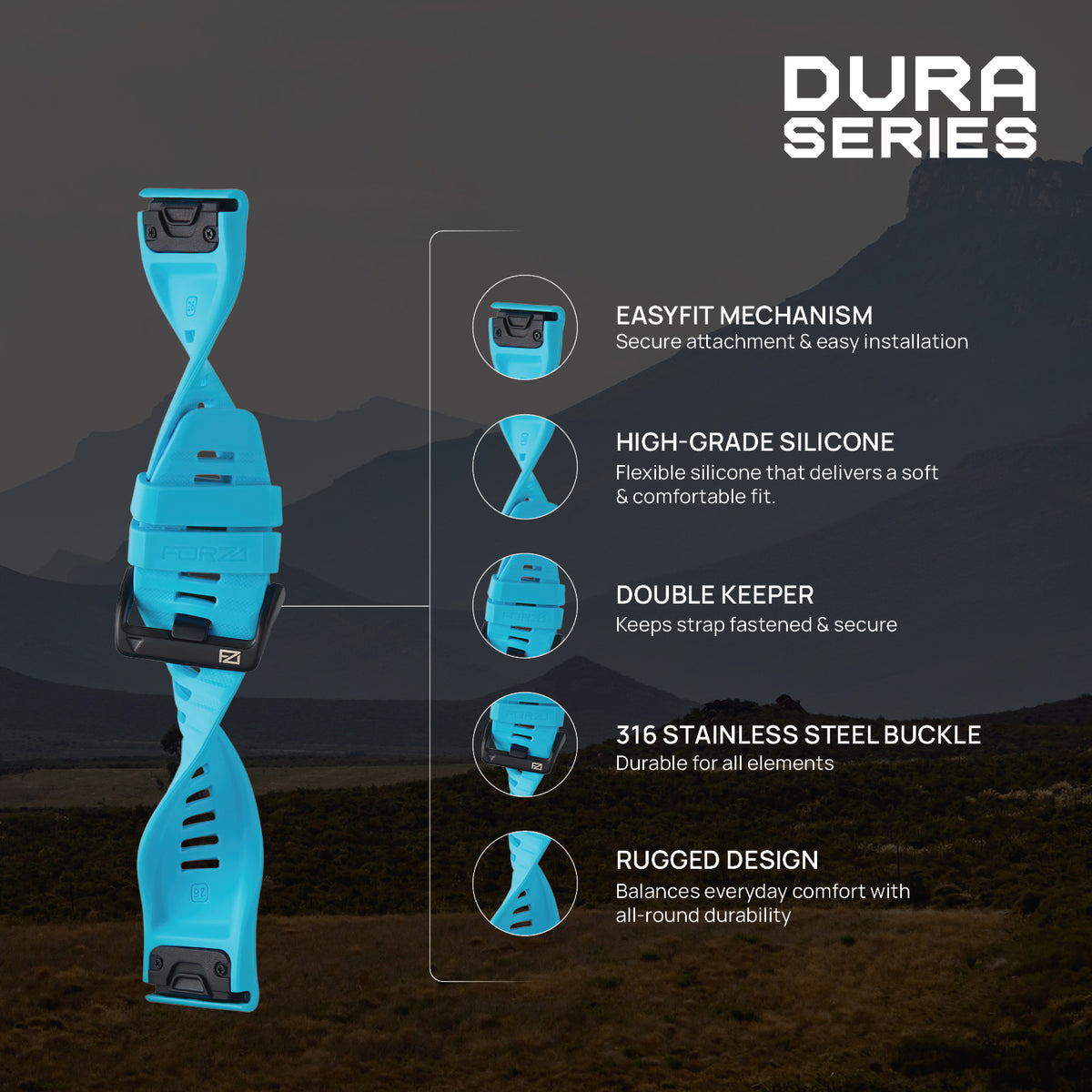 FORZA 26mm EasyFit Dura Watch Strap for Garmin