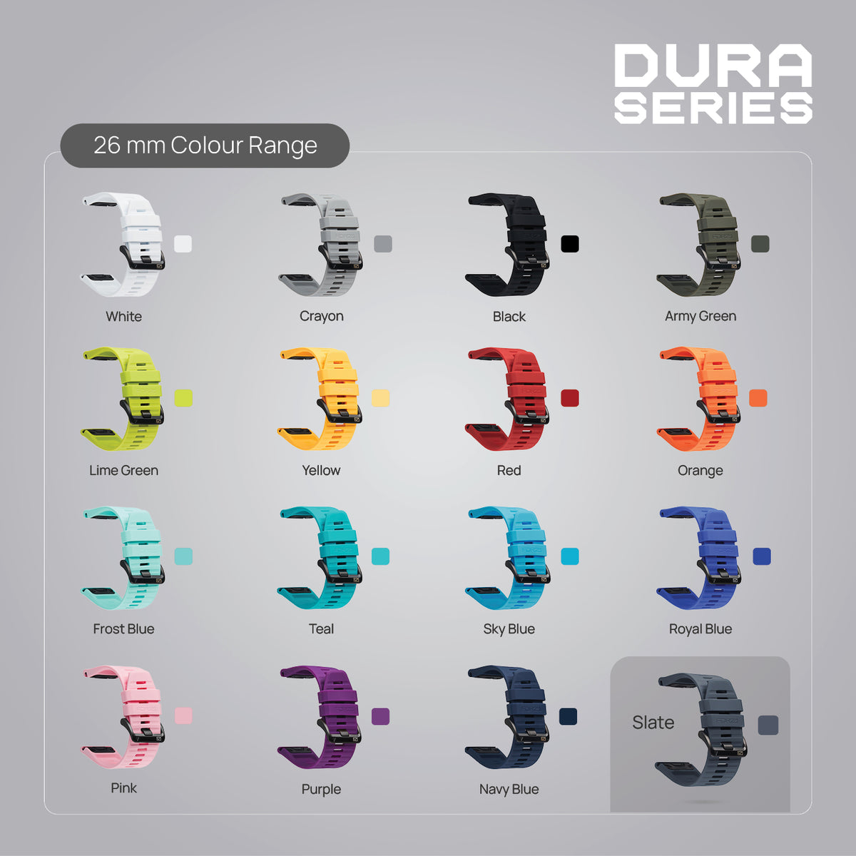 FORZA 26mm EasyFit Dura Watch Strap for Garmin