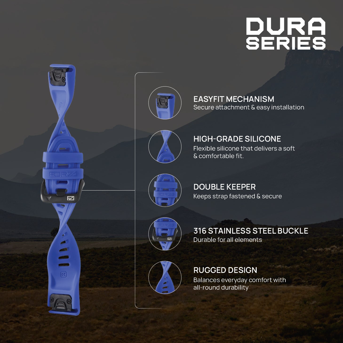 FORZA Elite 20mm EasyFit Watch Strap for Garmin