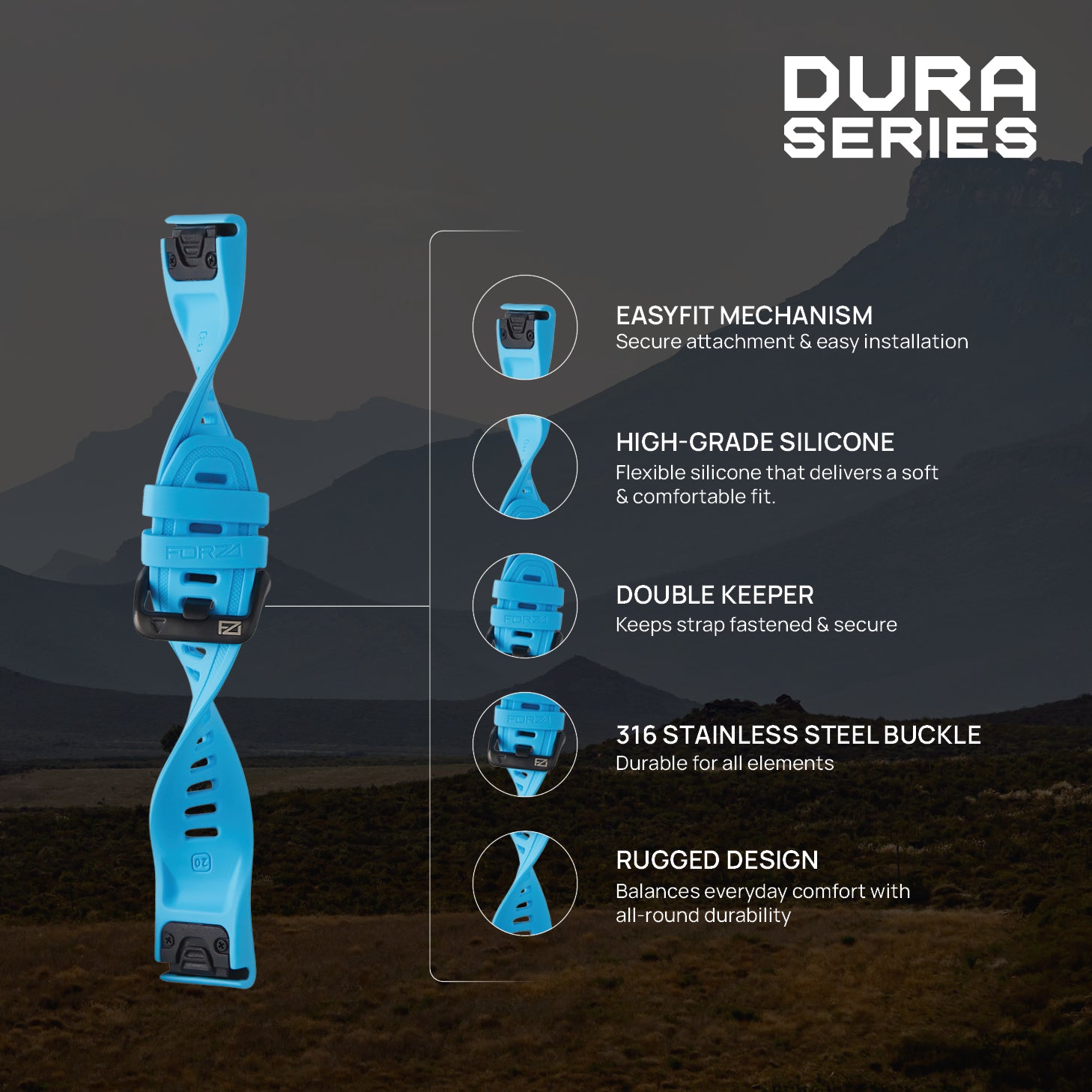 FORZA Elite 20mm EasyFit Watch Strap for Garmin