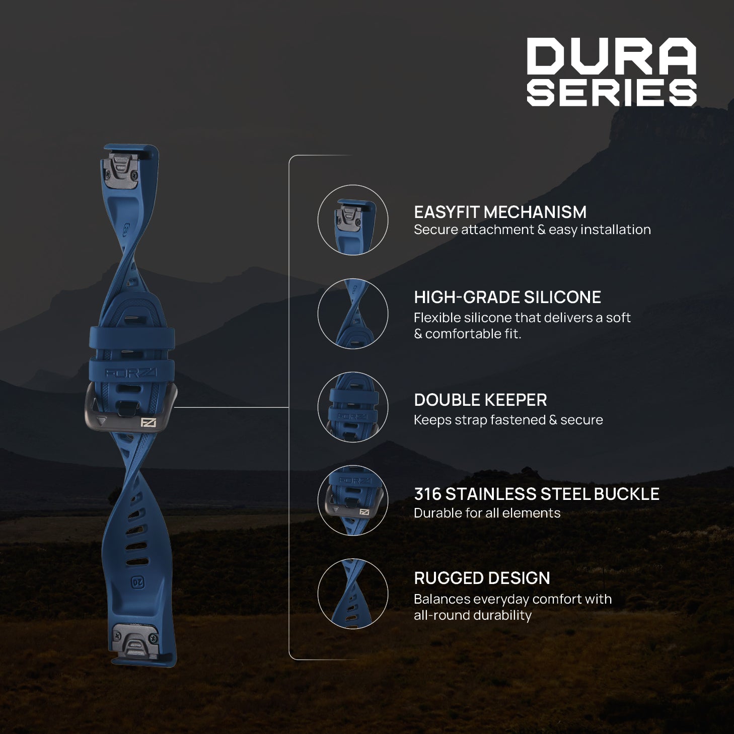 FORZA Elite 20mm EasyFit Watch Strap for Garmin