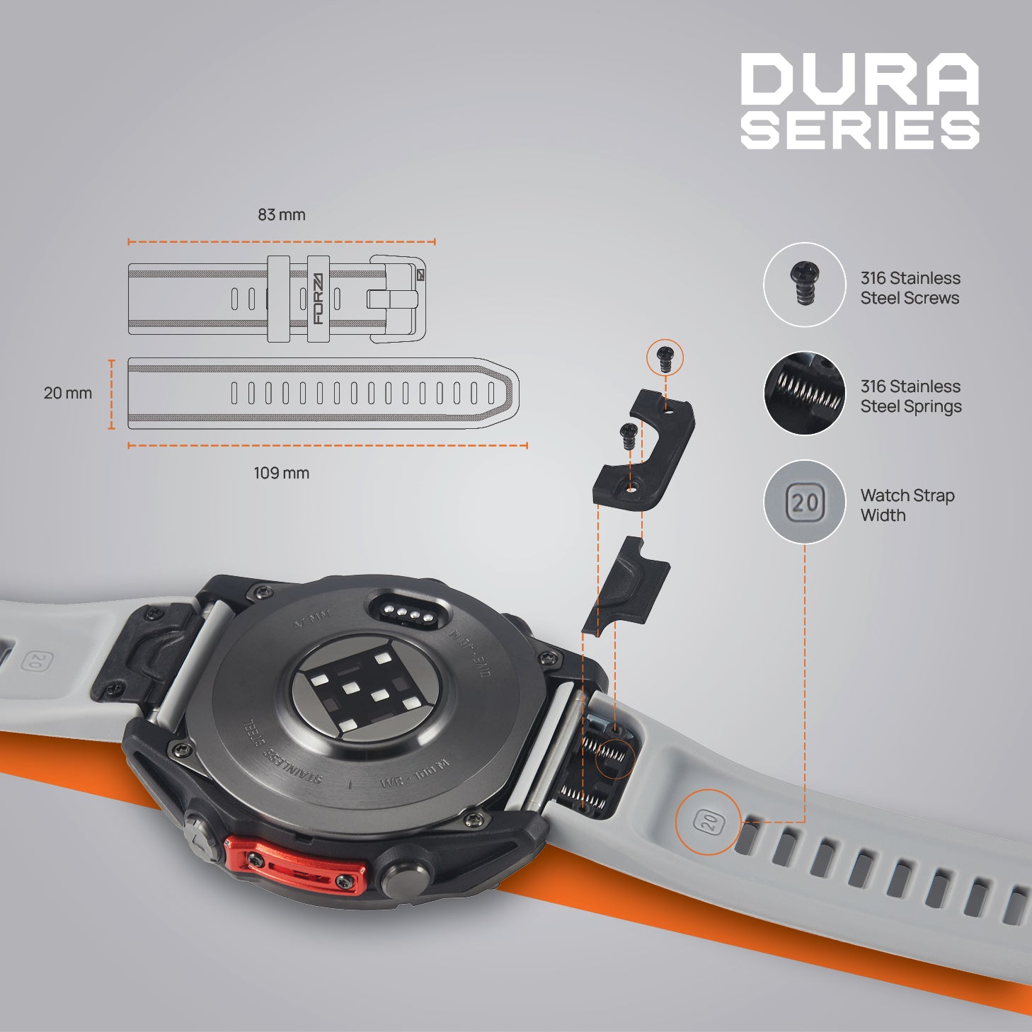 FORZA Elite 20mm EasyFit Watch Strap for Garmin