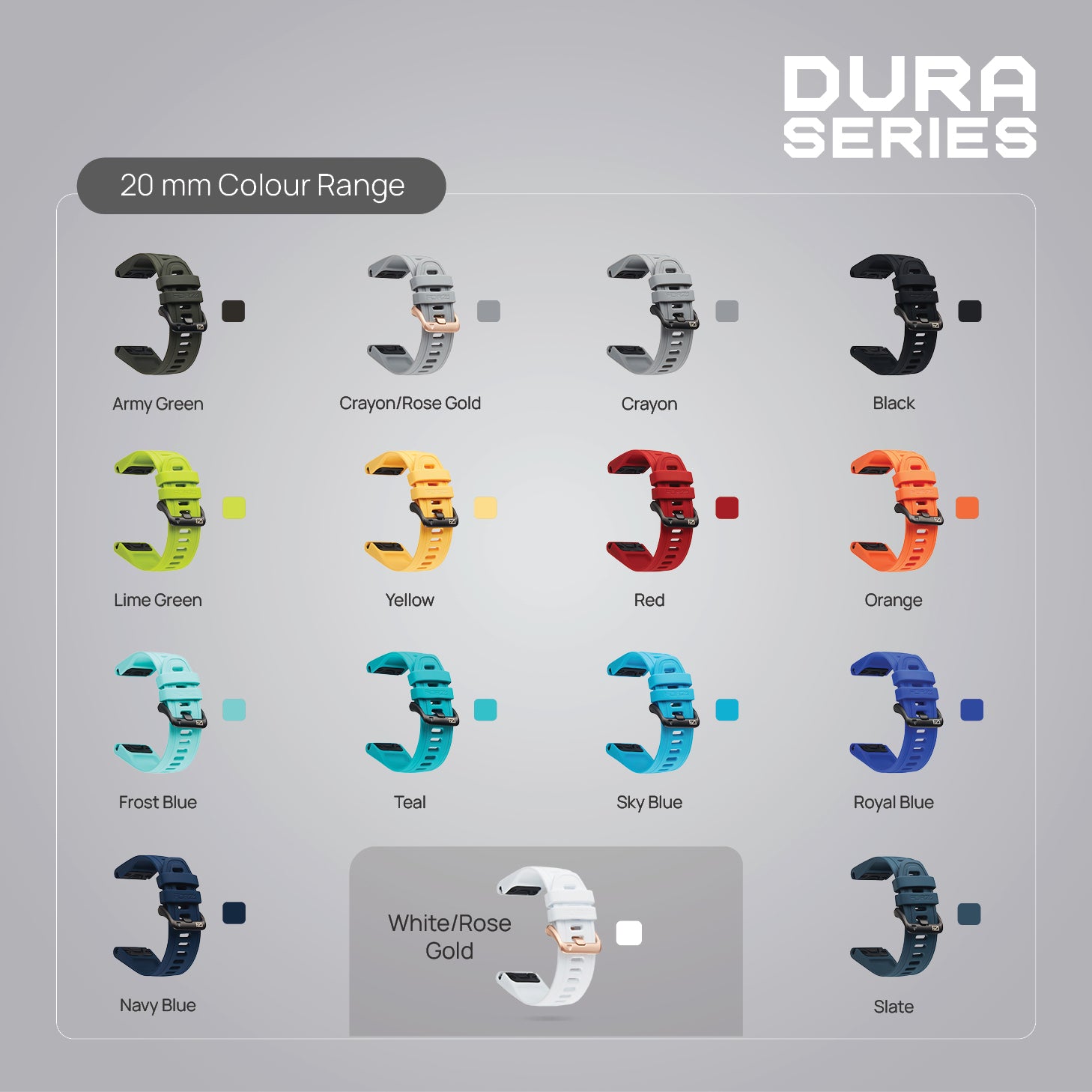 FORZA Elite 20mm EasyFit Watch Strap for Garmin – Rose Gold Buckle