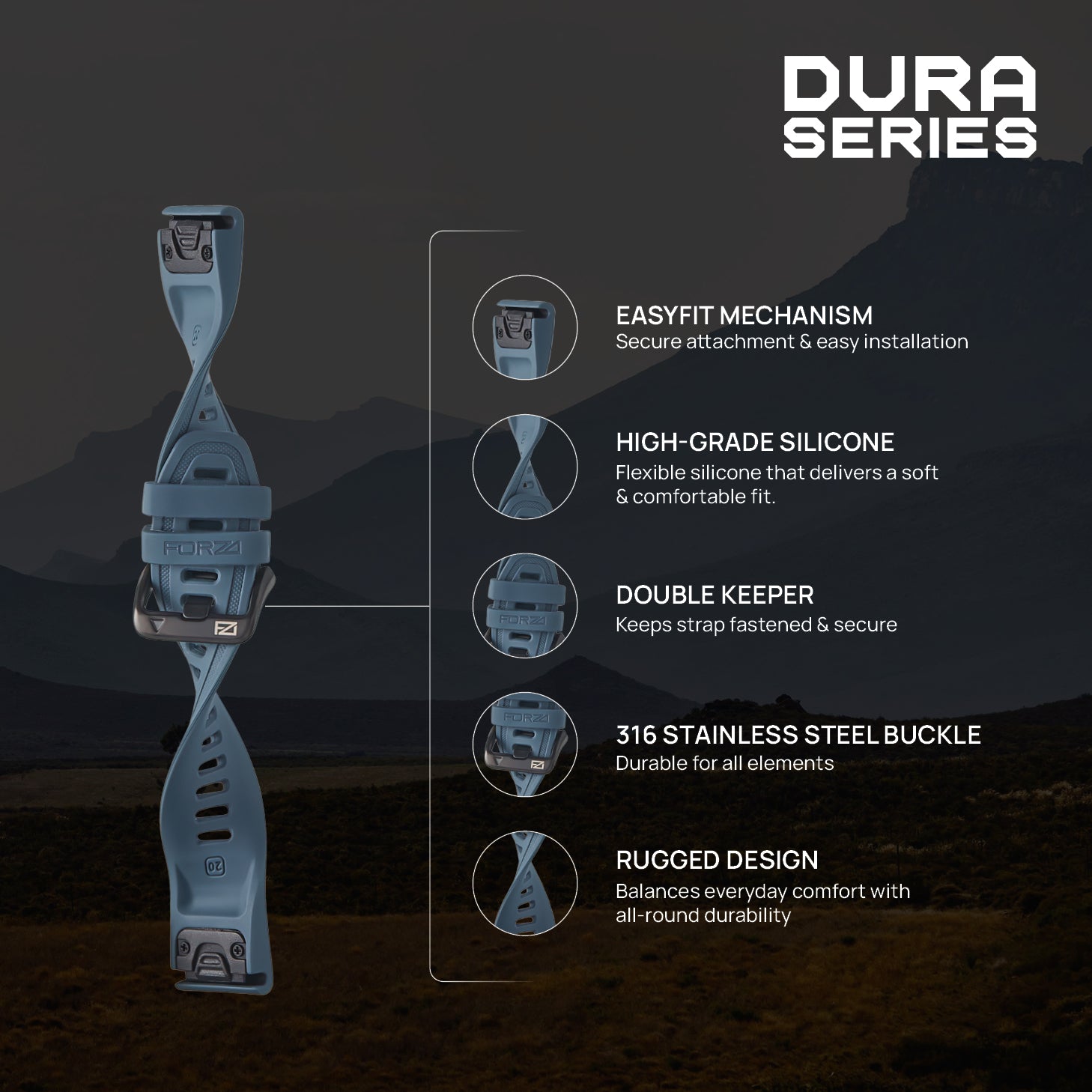 FORZA Elite 20mm EasyFit Watch Strap for Garmin