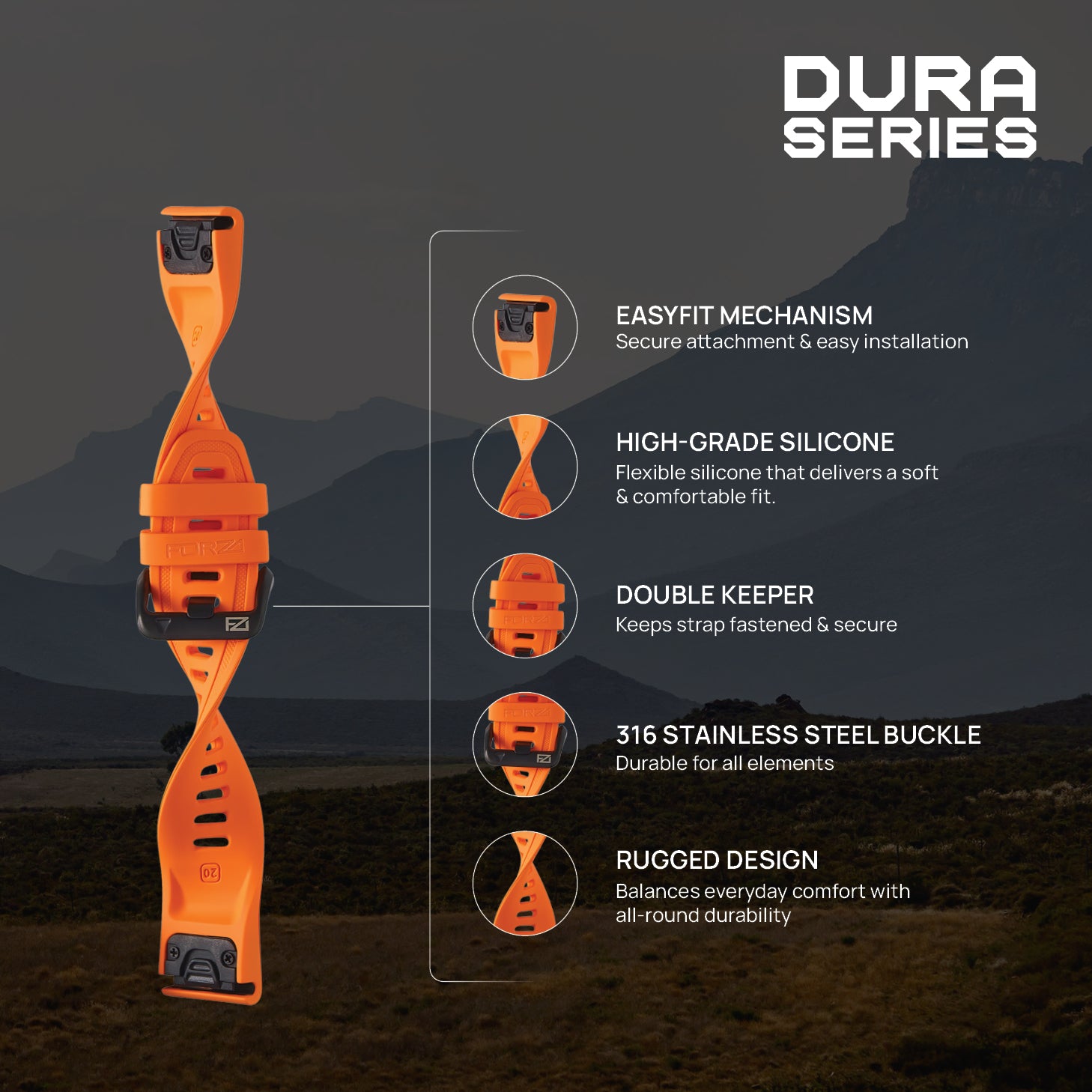 FORZA Elite 20mm EasyFit Watch Strap for Garmin