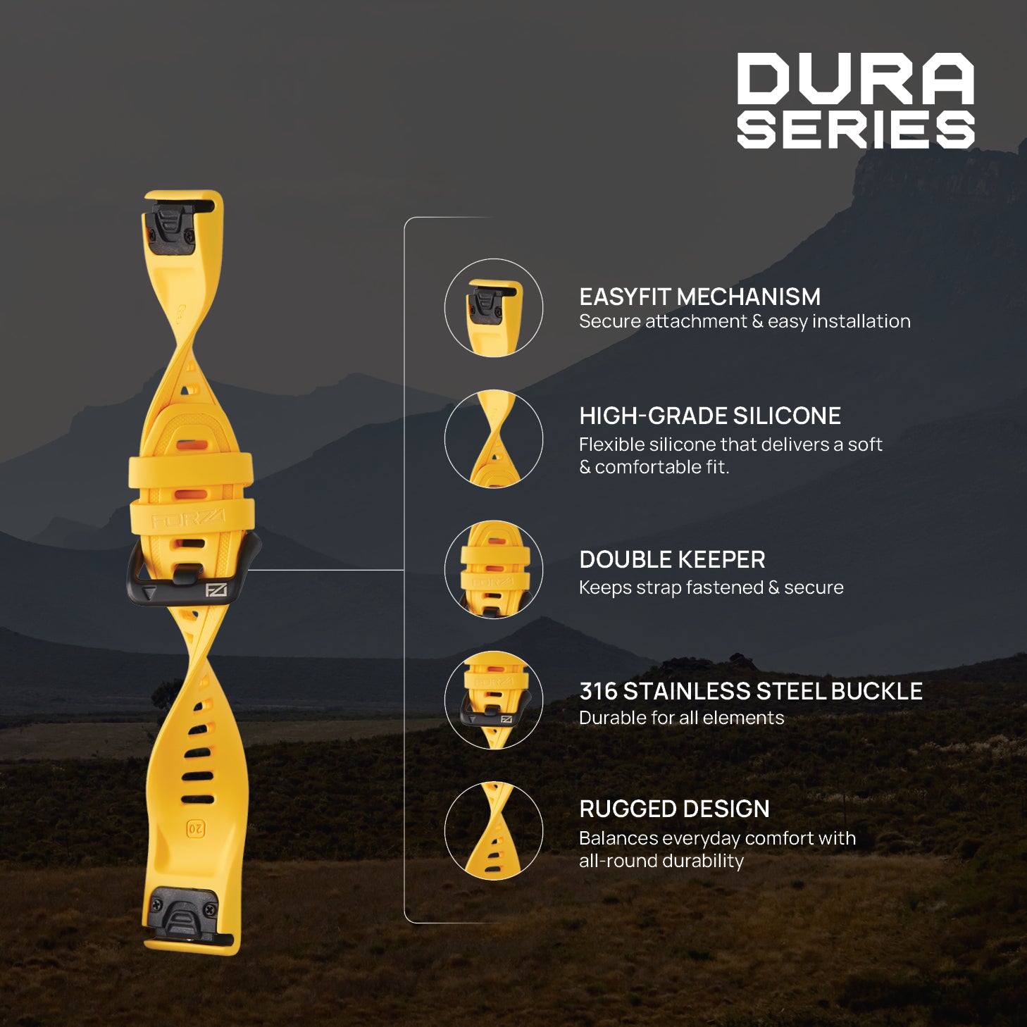 FORZA Elite 20mm EasyFit Watch Strap for Garmin