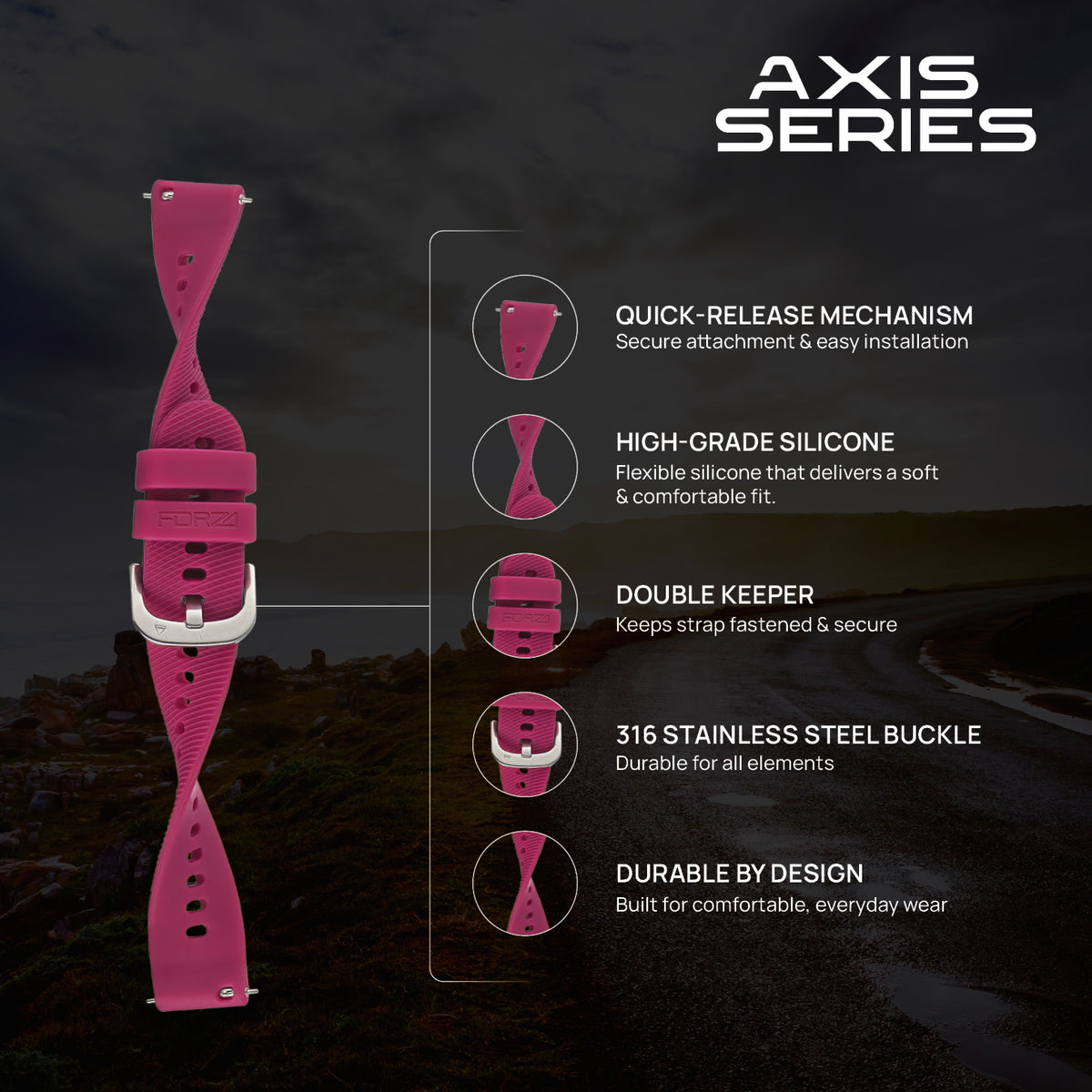 FORZA 20mm Quick Release Axis Watch Strap for Garmin & More