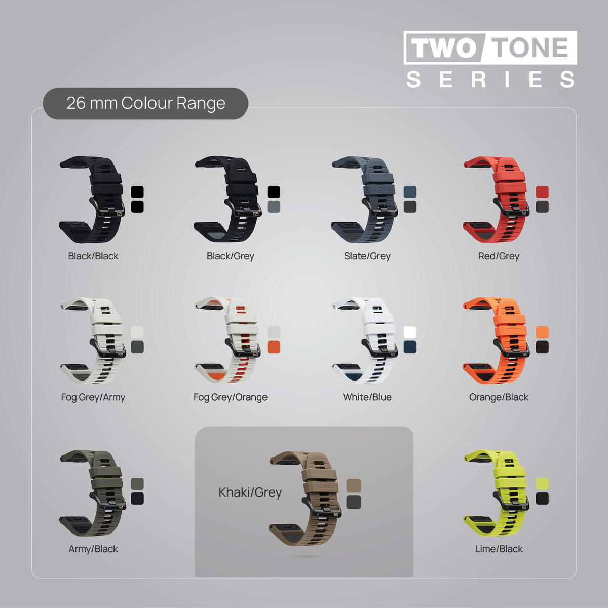 FORZA 26mm EasyFit Two-Tone Watch Strap for Garmin