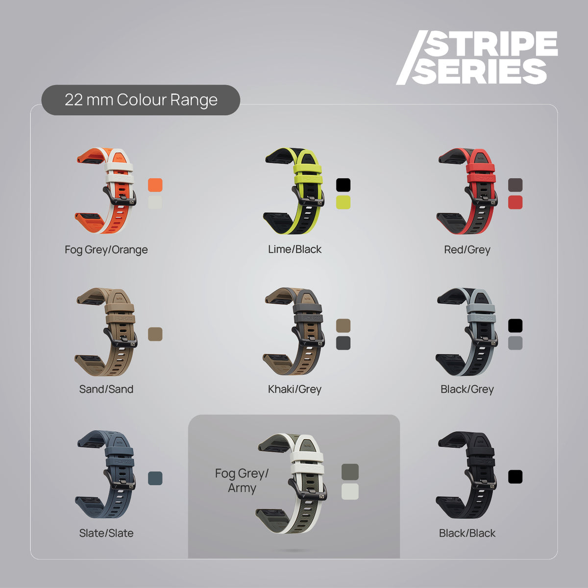 FORZA 22mm EasyFit Stripe Watch Strap for Garmin