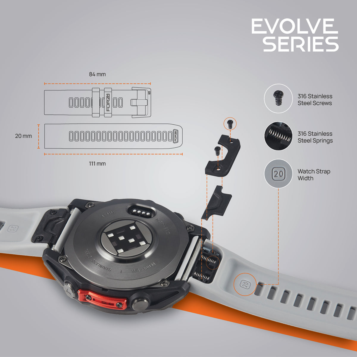 FORZA 20mm EasyFit Evolve Watch Strap for Garmin