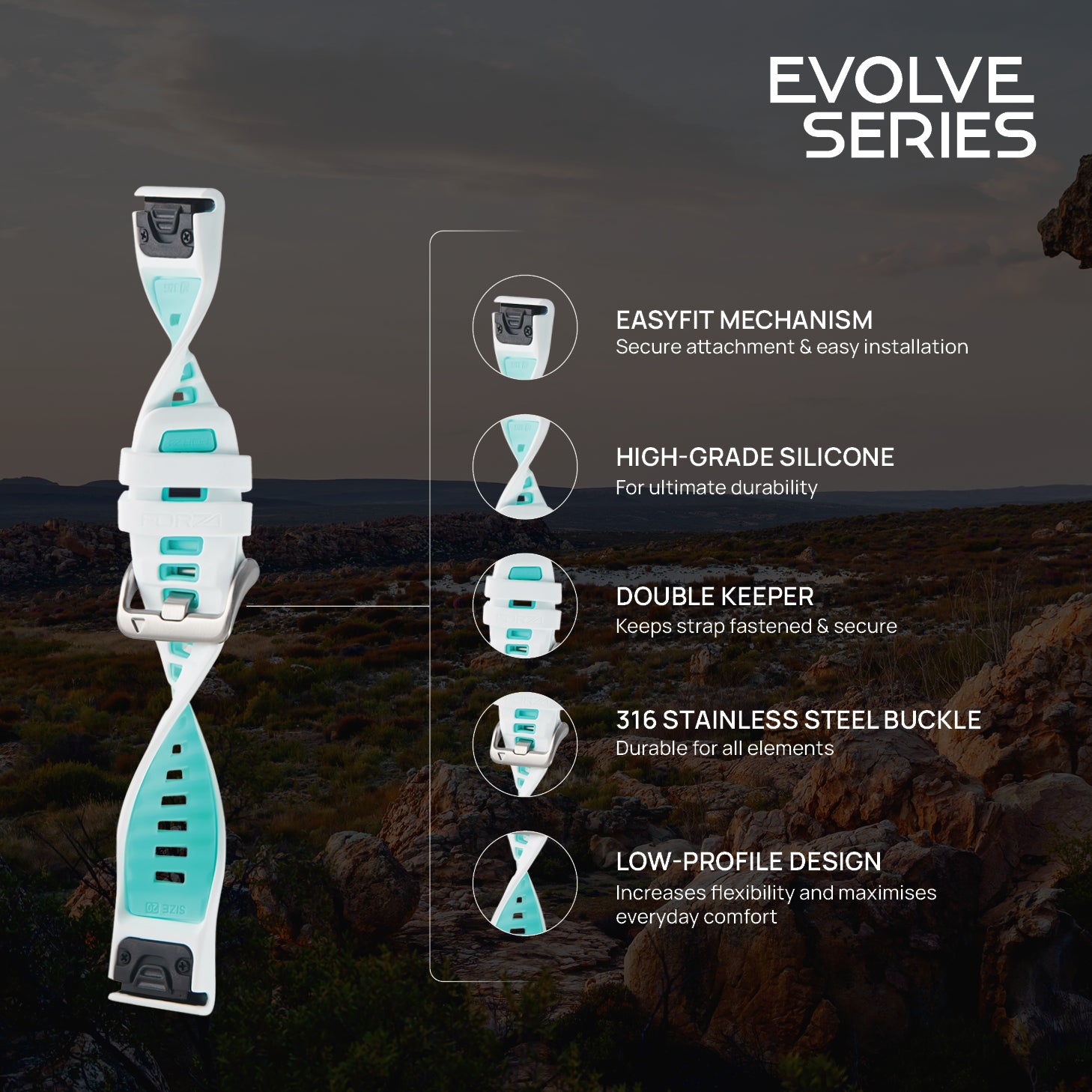 FORZA Elite 20 mm EasyFit Evolve Series Watch Strap for Garmin