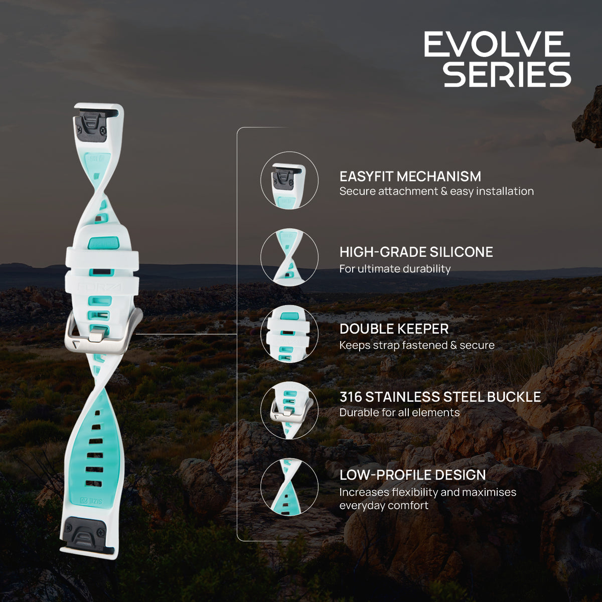 FORZA 20mm EasyFit Evolve Watch Strap for Garmin