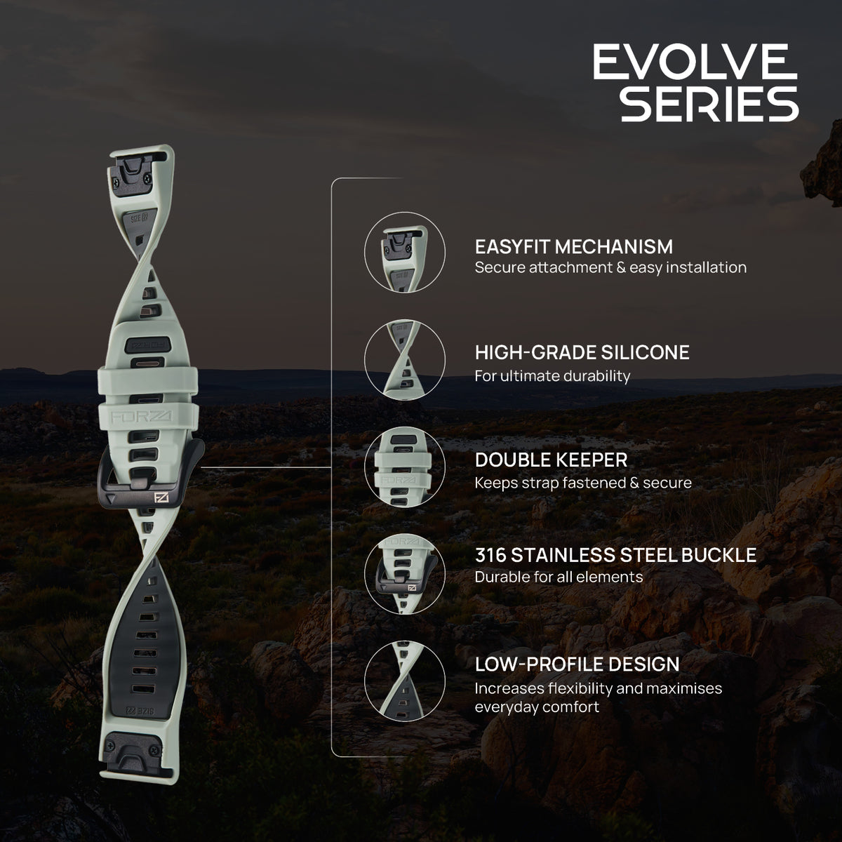 FORZA 22mm EasyFit Evolve Watch Strap for Garmin