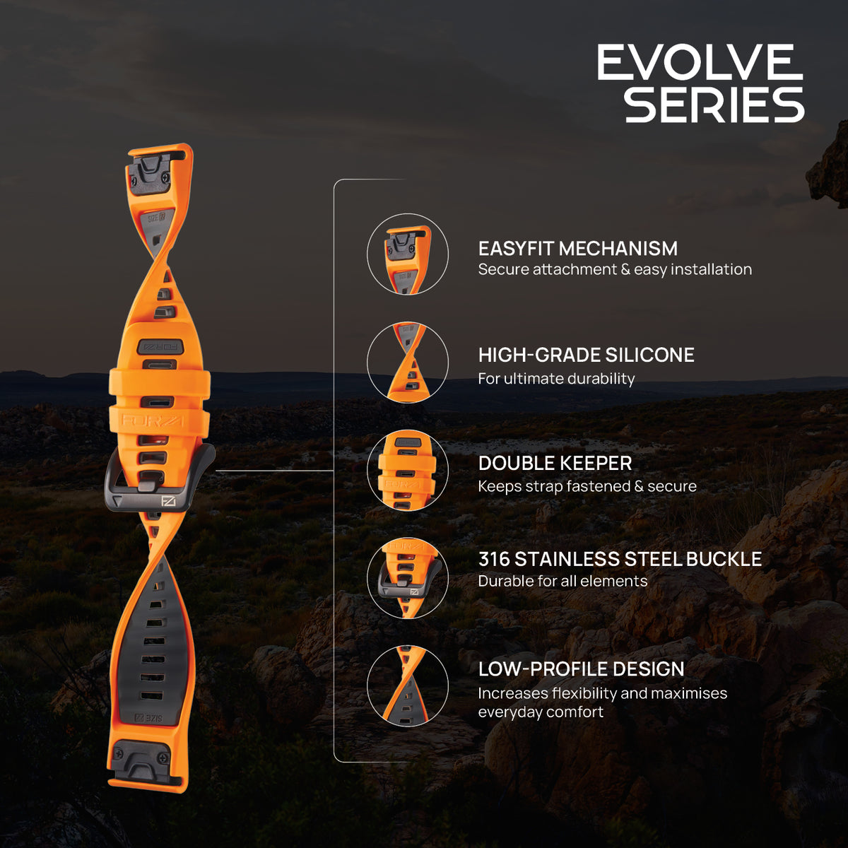 FORZA 22mm EasyFit Evolve Watch Strap for Garmin