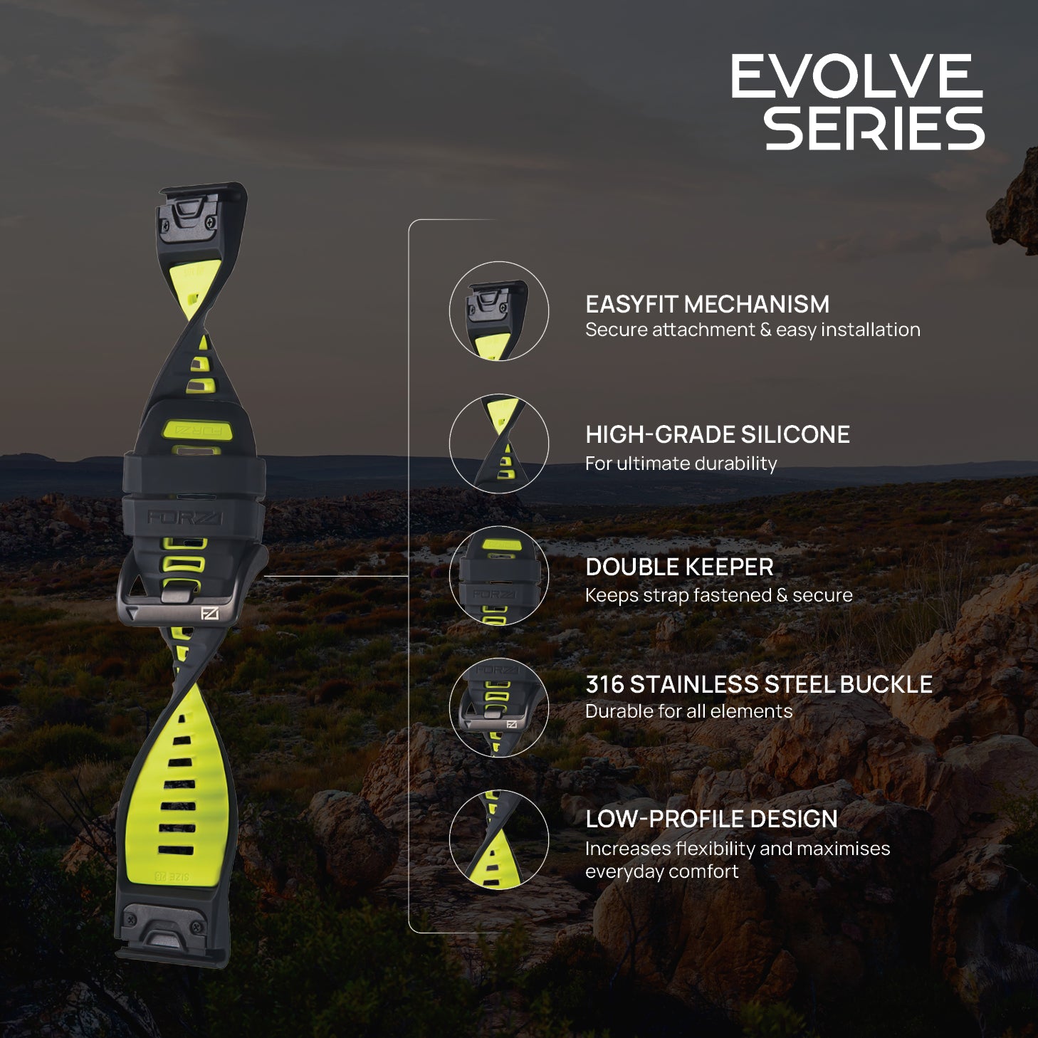 FORZA Elite 26 mm EasyFit Evolve Series Watch Strap for Garmin