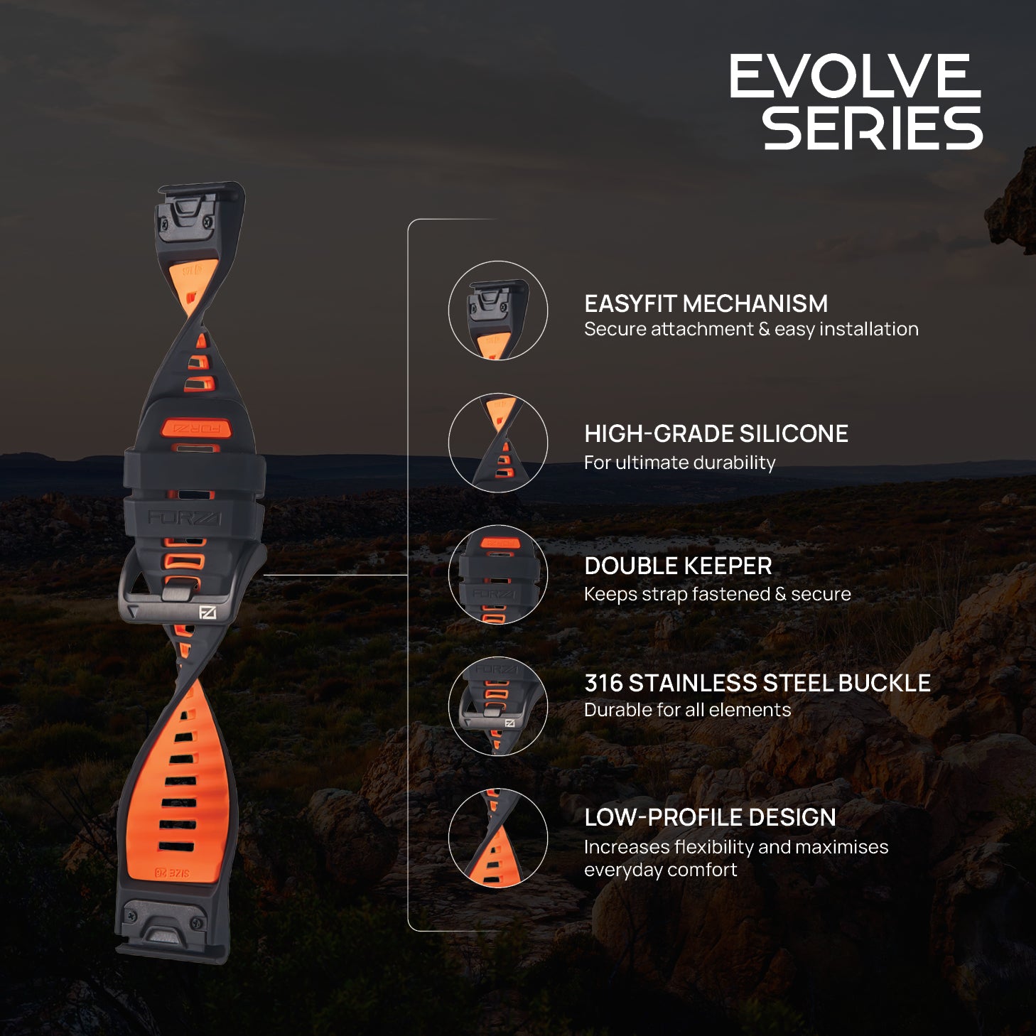 FORZA Elite 26 mm EasyFit Evolve Series Watch Strap for Garmin