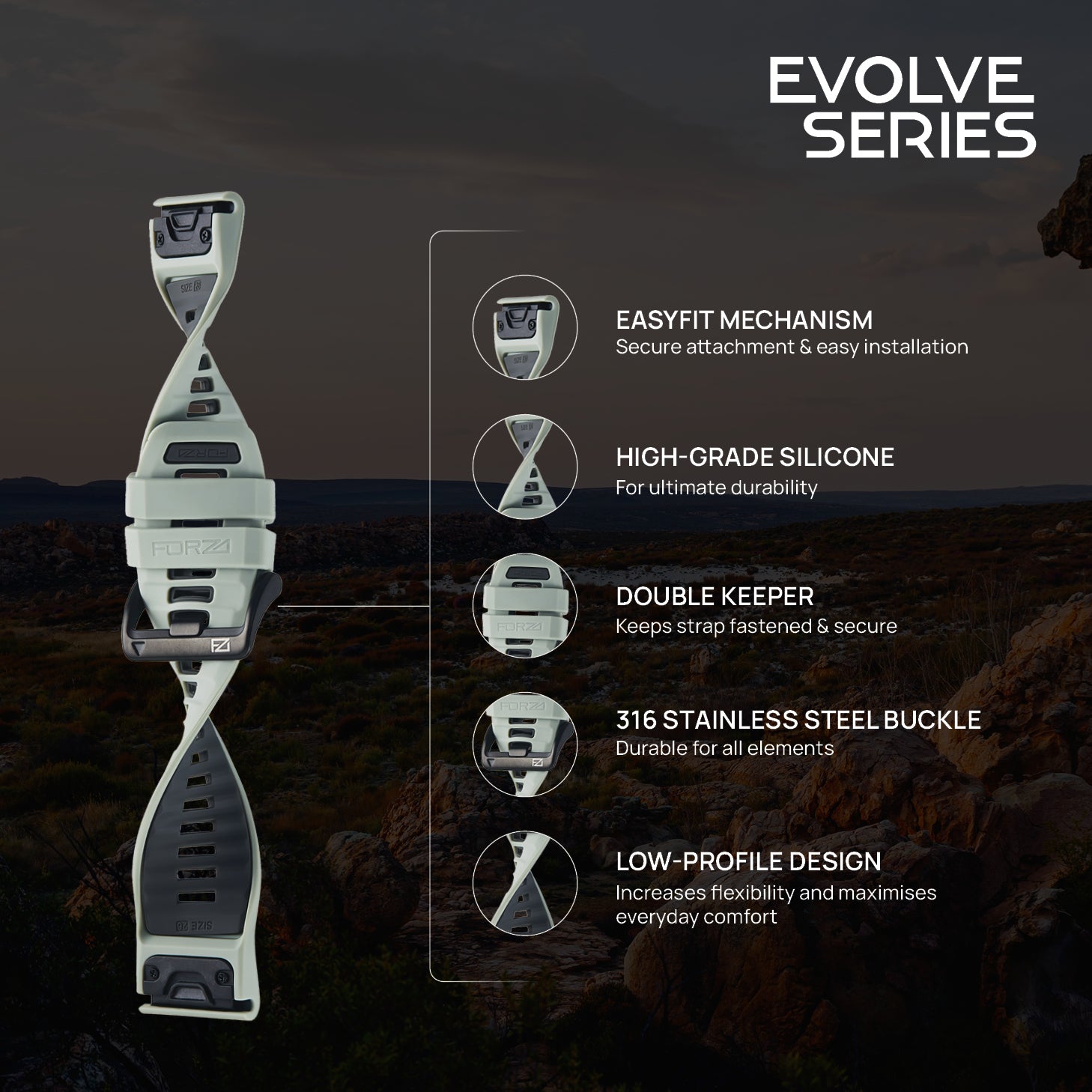 FORZA Elite 26 mm EasyFit Evolve Series Watch Strap for Garmin