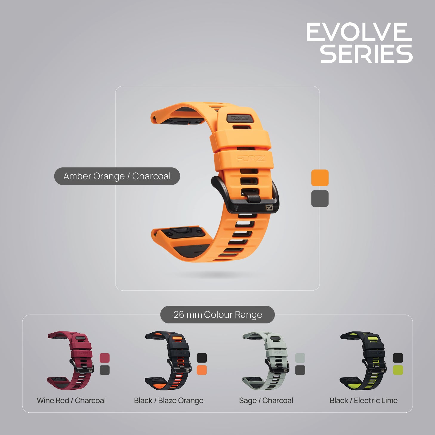 FORZA Elite 26 mm EasyFit Evolve Series Watch Strap for Garmin