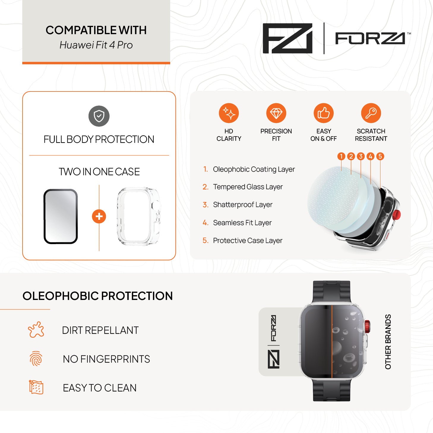 FORZA Tempered Film Watch Case for Huawei Fit 4 Pro