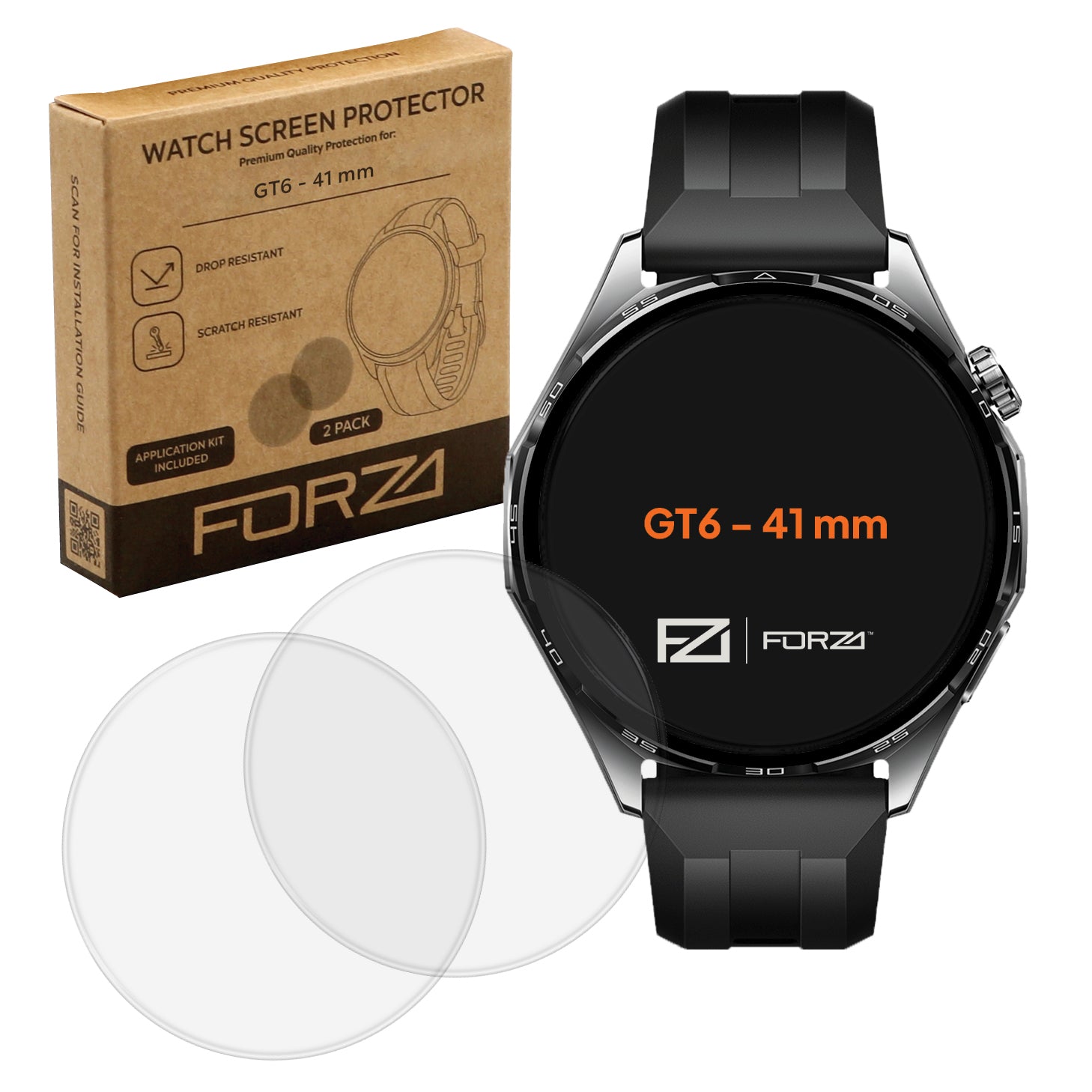 FORZA Tempered Glass Screen Protector for Huawei Watch GT 6 – 41 mm (2 Pack)