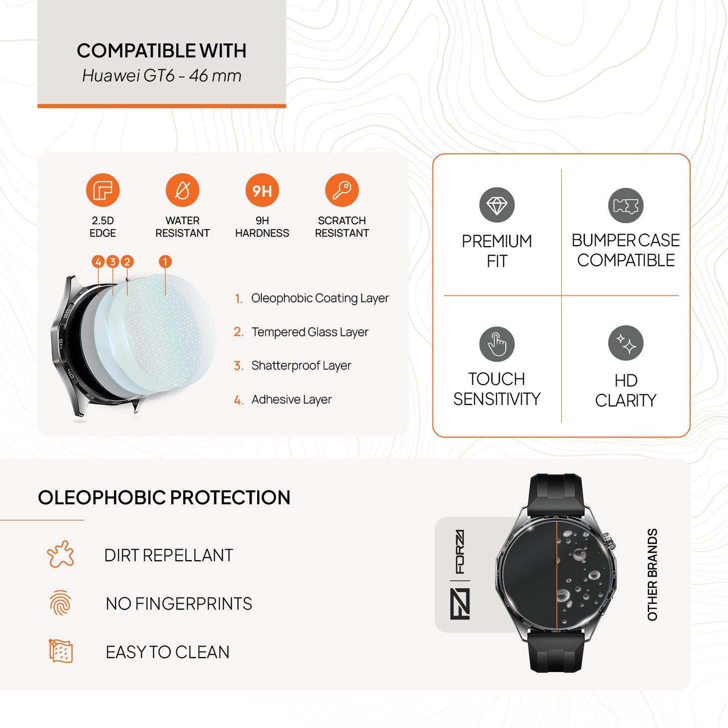 FORZA Tempered Glass Screen Protector for Huawei Watch GT 6 – 46 mm (2 Pack)