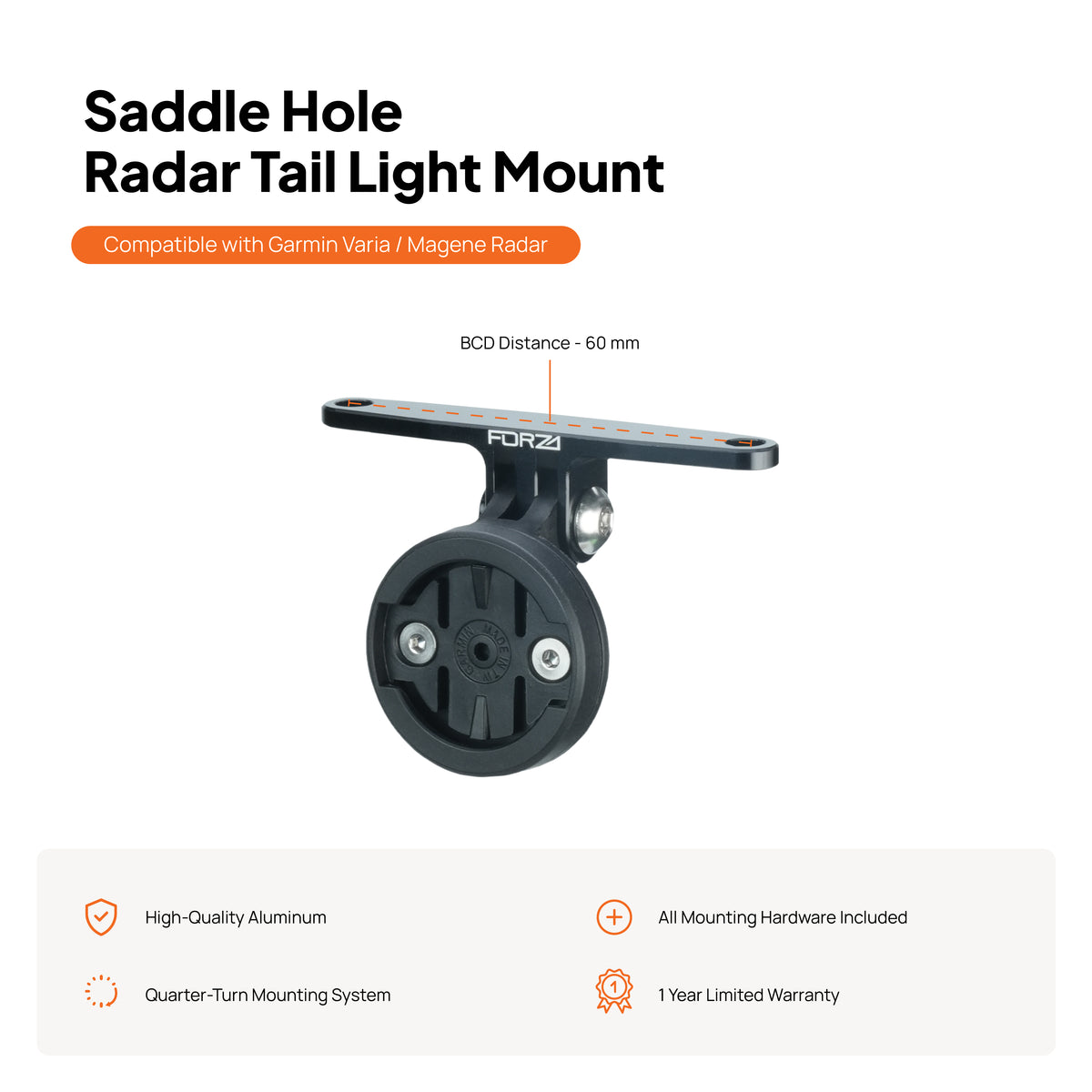 FORZA Varia/Magene Radar Light Mount for Specialized Saddles with SWAT Mount Holes