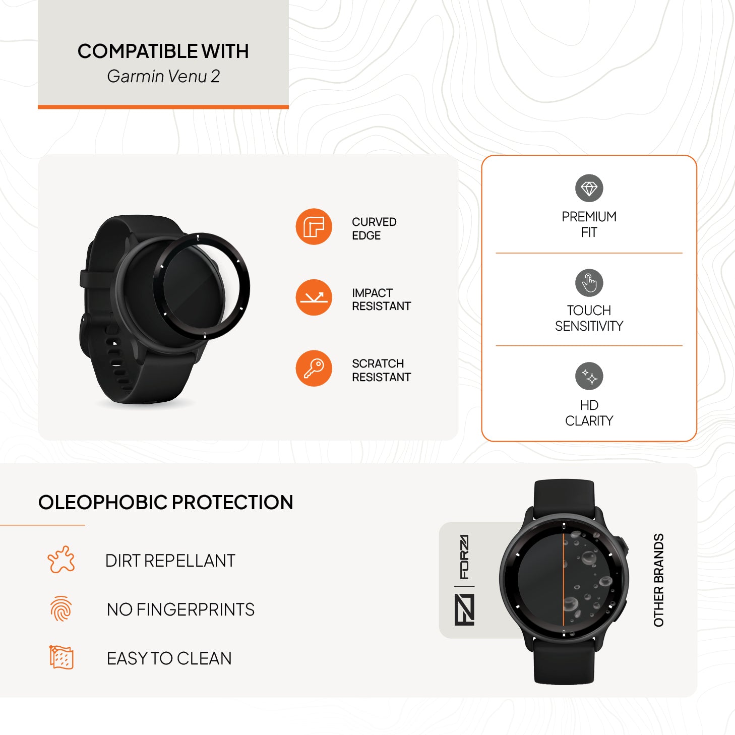 FORZA Screen Protector for Garmin Venu 2 - (2 Pack)