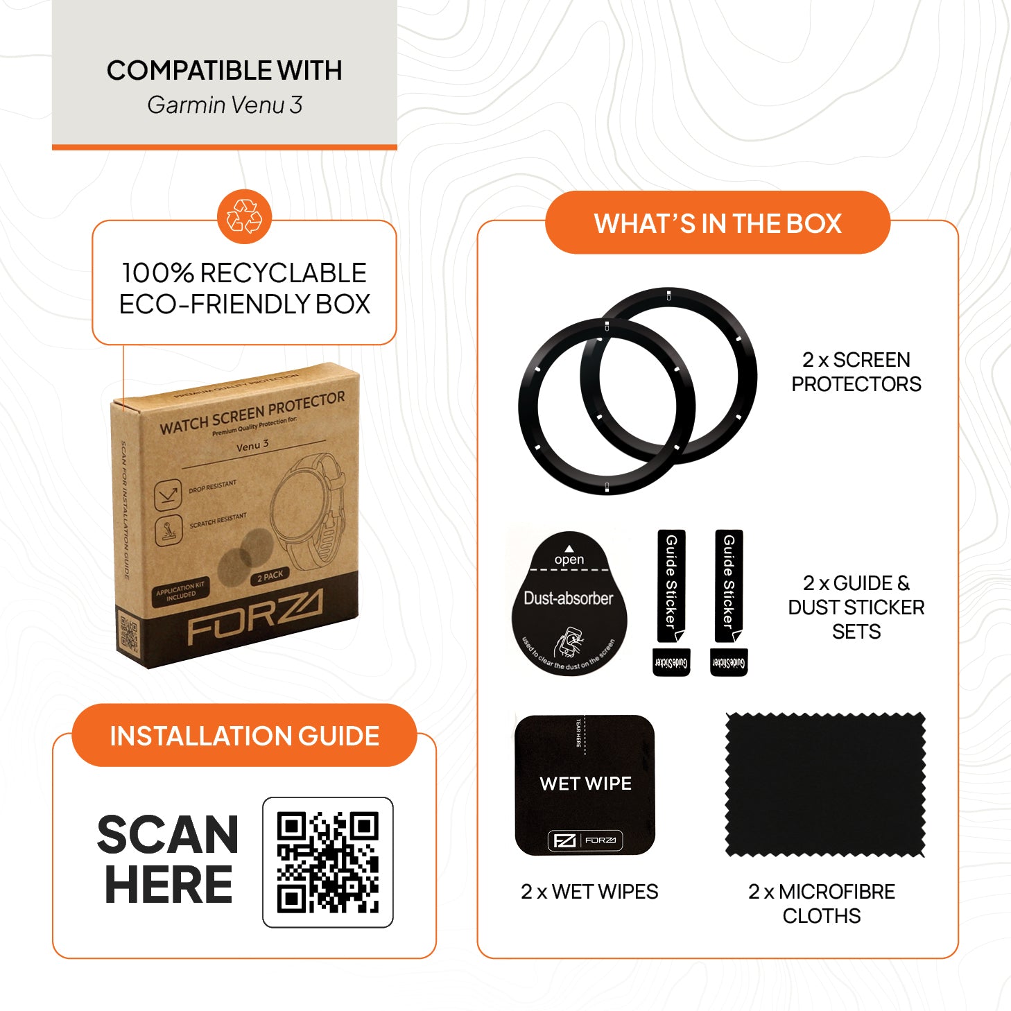 FORZA Screen Protector for Garmin Venu 3 - (2 Pack)