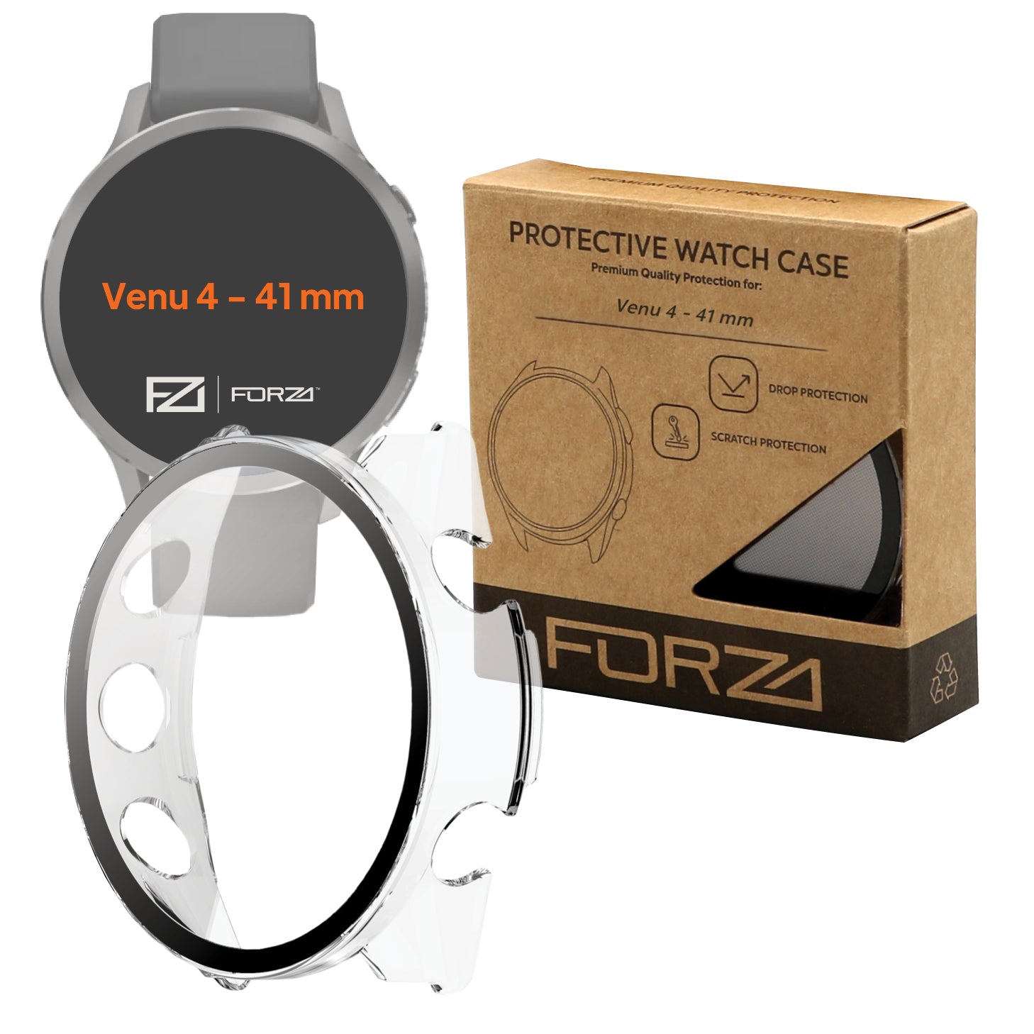 FORZA Tempered Film Watch Case for Garmin Venu 4 – 41 mm