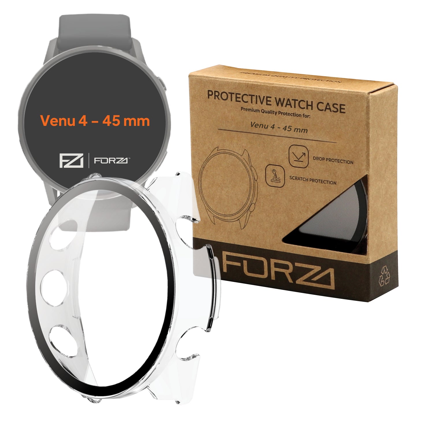 FORZA Tempered Film Watch Case for Garmin Venu 4 – 45 mm