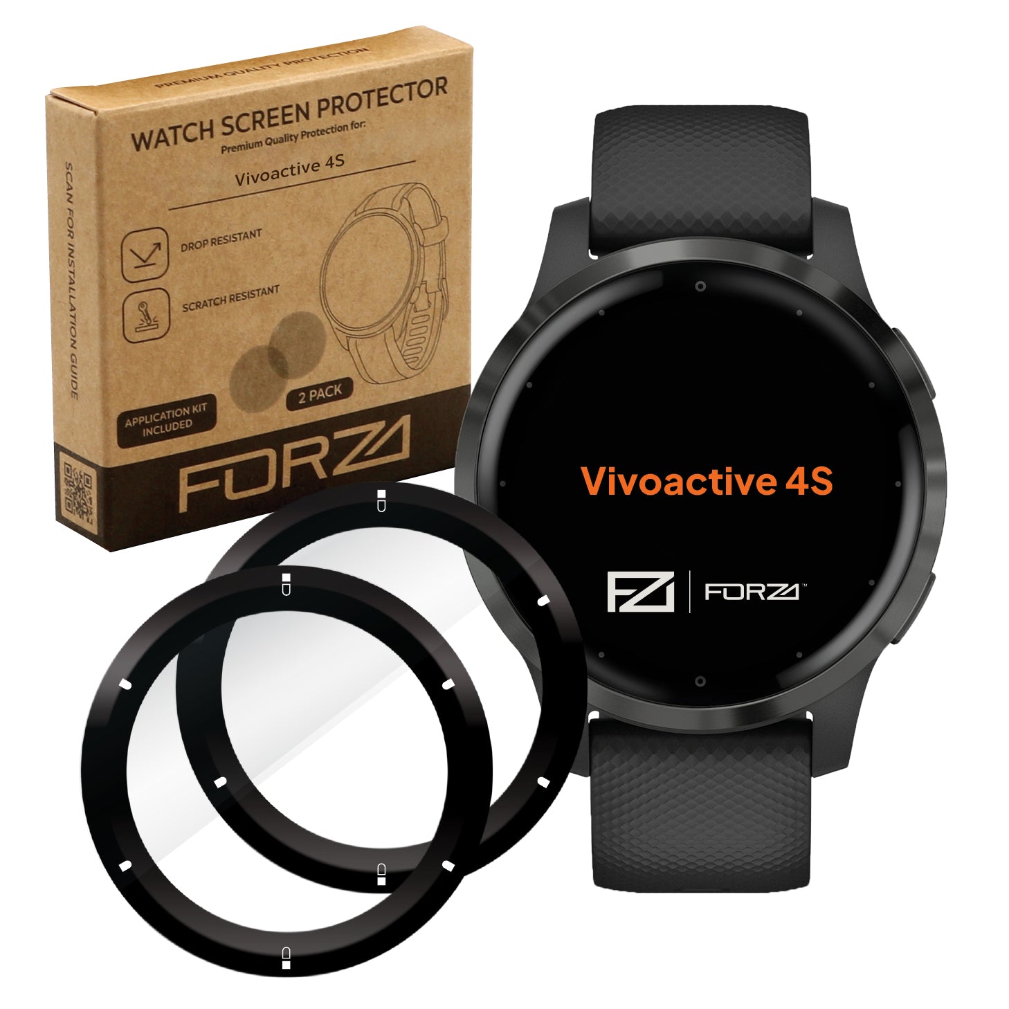 FORZA Screen Protector for Garmin Vivoactive 4S - (2 Pack)