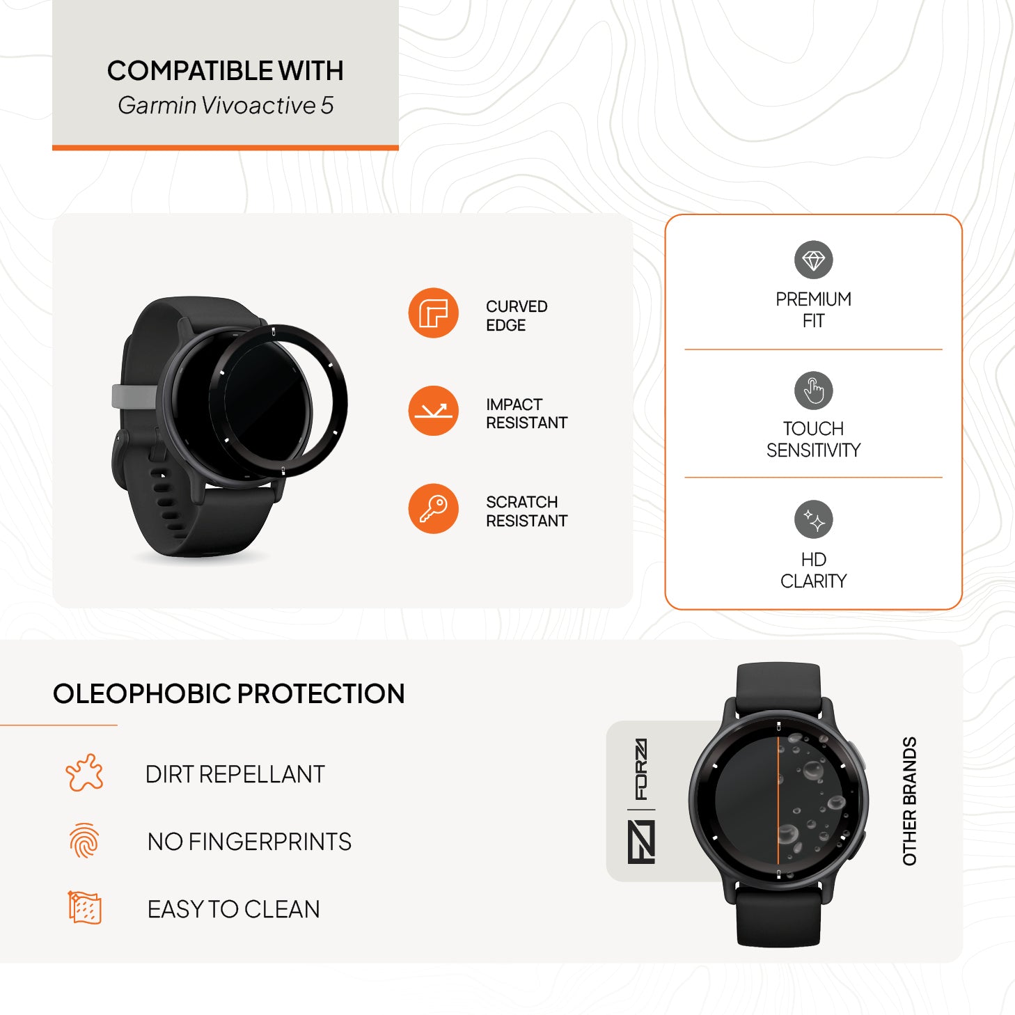 FORZA Screen Protector for Garmin Vivoactive 5 - (2 Pack)