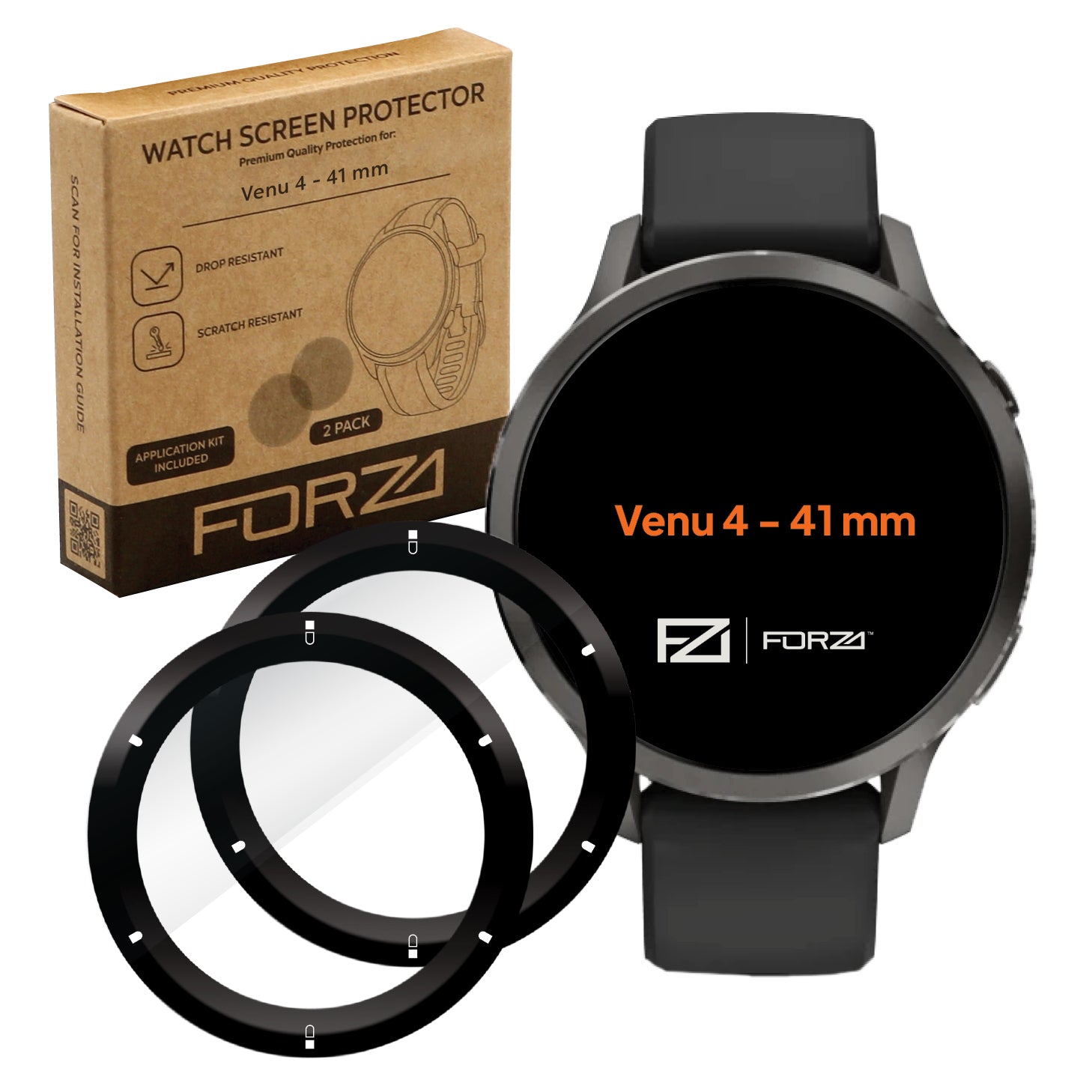 FORZA Screen Protector for Garmin Venu 4 – 41 mm (2 Pack)