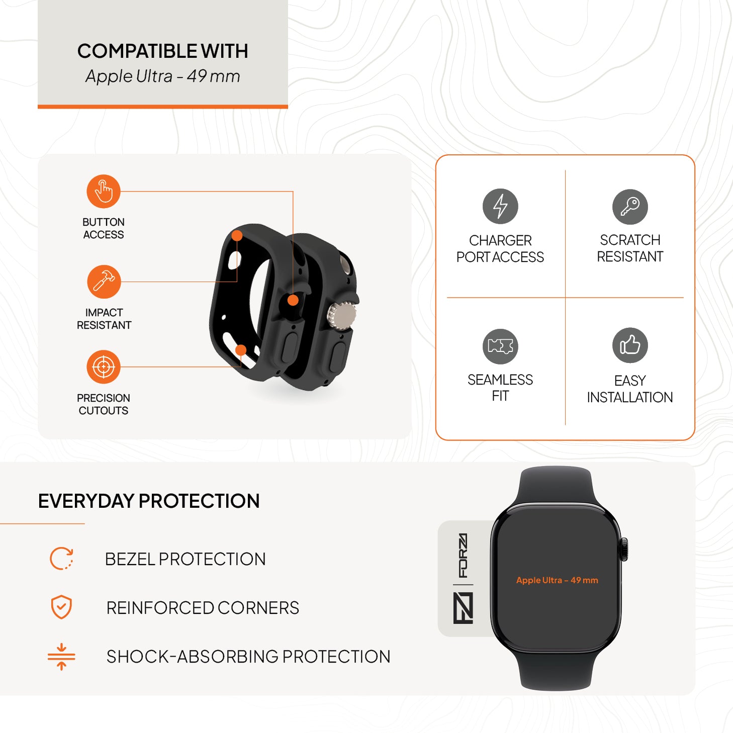 FORZA Protective Bumper Case for Apple Watch Ultra